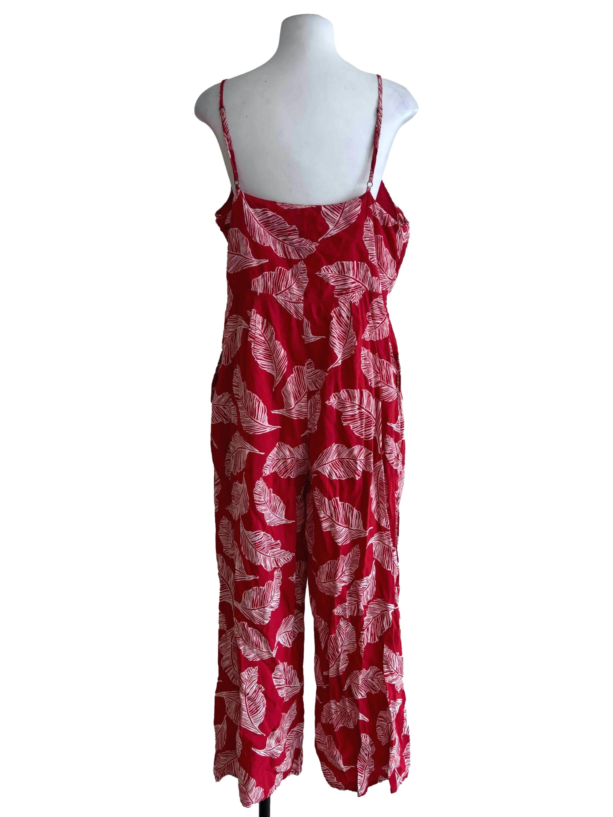 Crimson Red Leaf Cami Jumpsuit