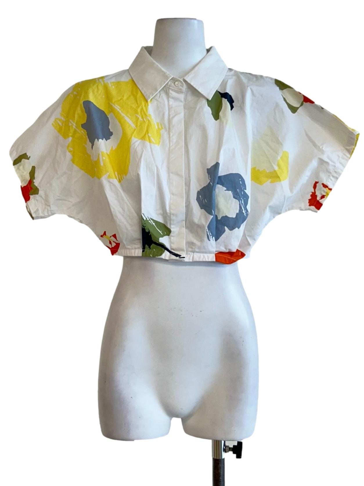 White Floral Cropped Top OSN