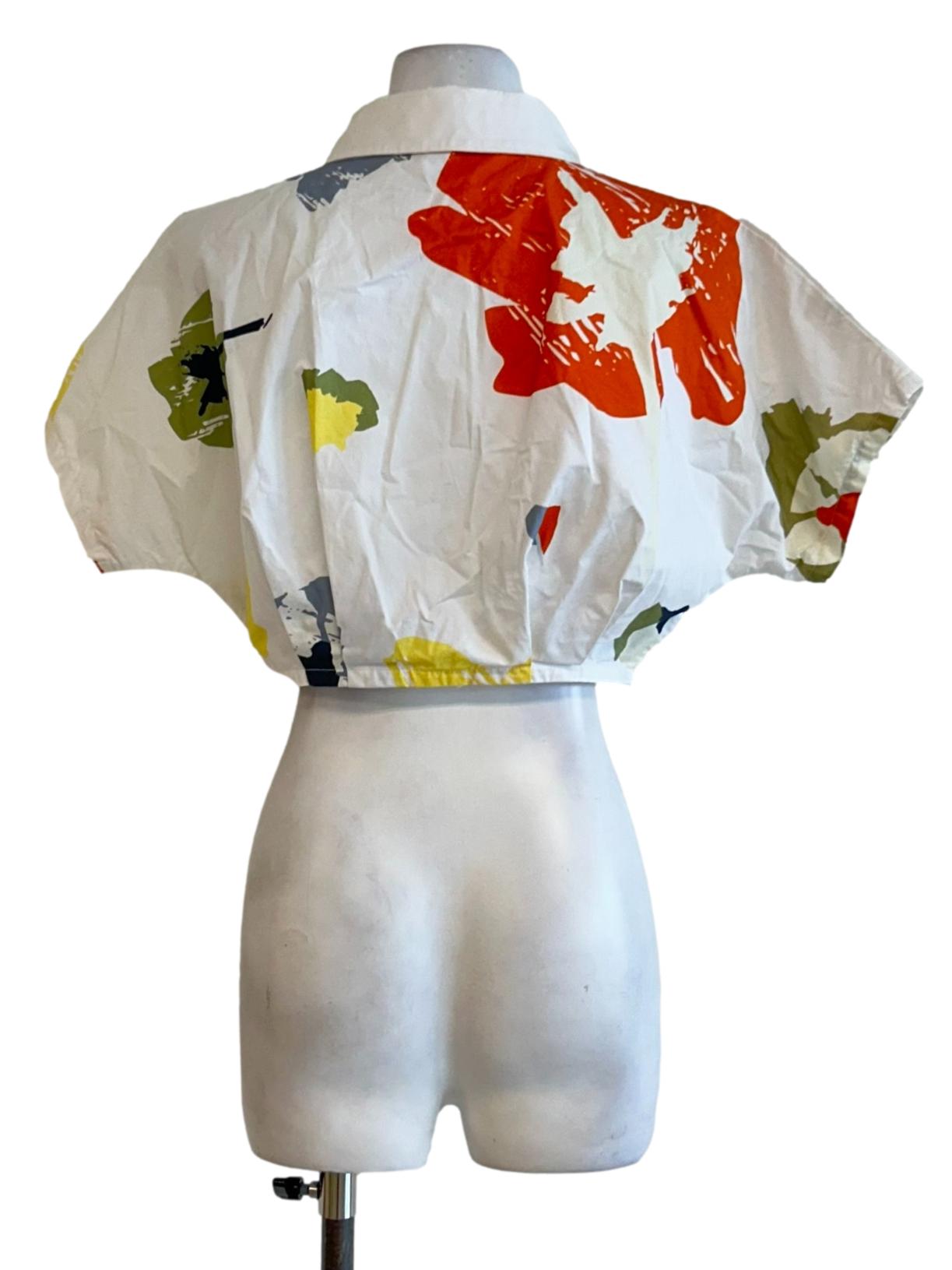 White Floral Cropped Top OSN