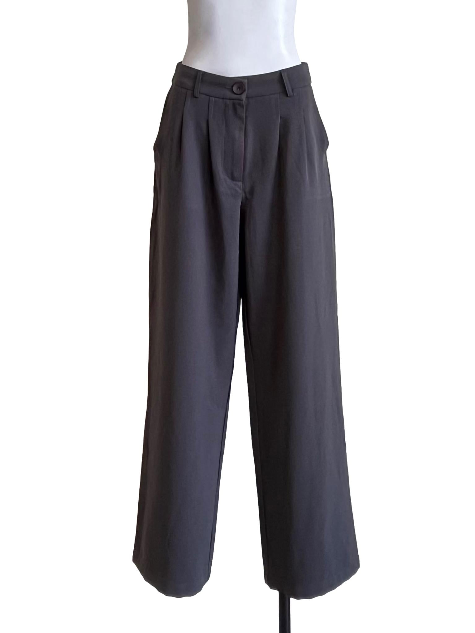 Smoke Grey Straight Cut Pants
