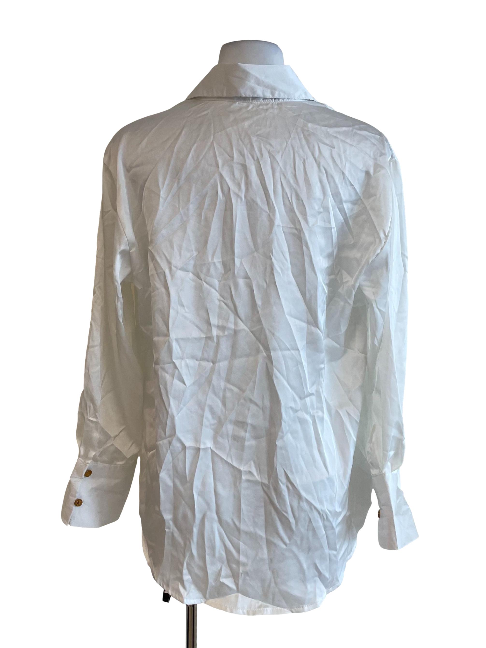 White Gold Buttons Satin Cuba Shirt
