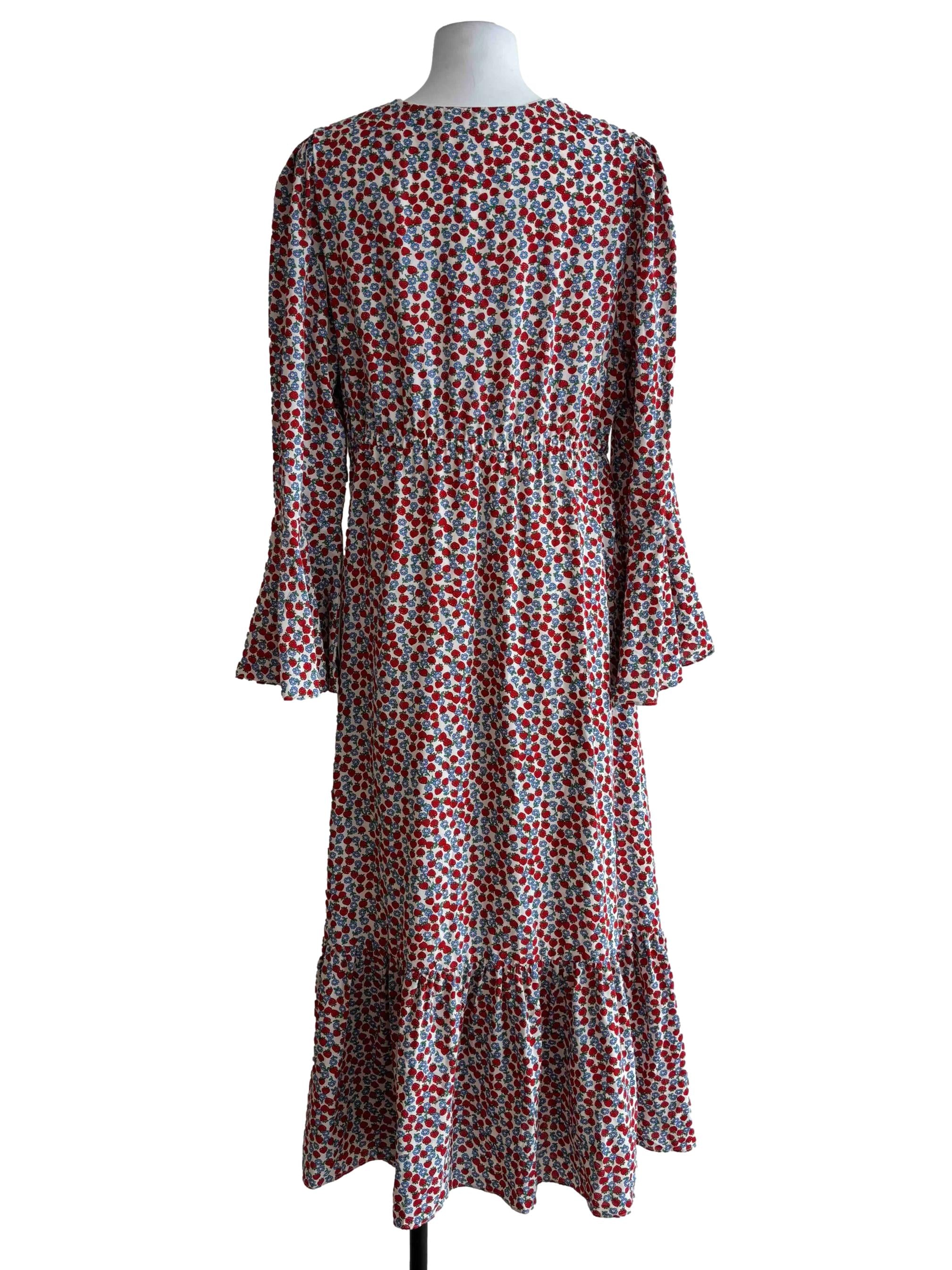 Red And Blue Strawberry Flare Dress