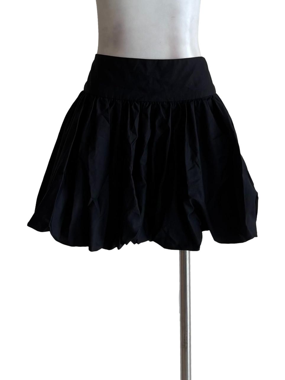 Jet Black Cotton Balloon Skirt
