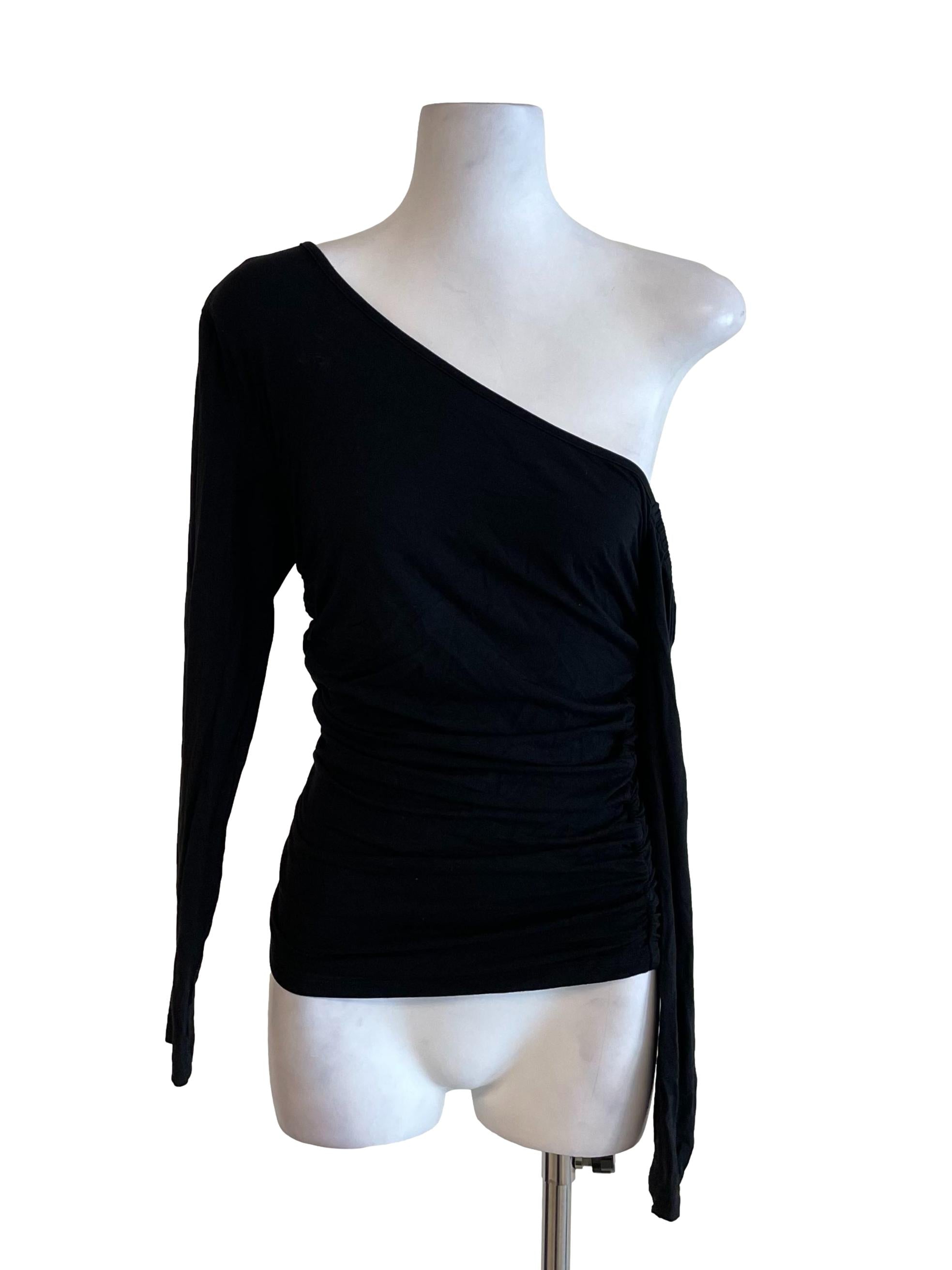 Black Asymmetric Draped Top