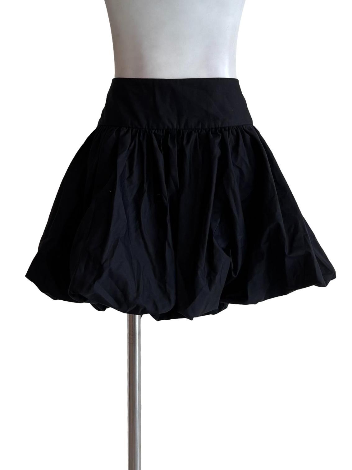 Jet Black Cotton Balloon Skirt