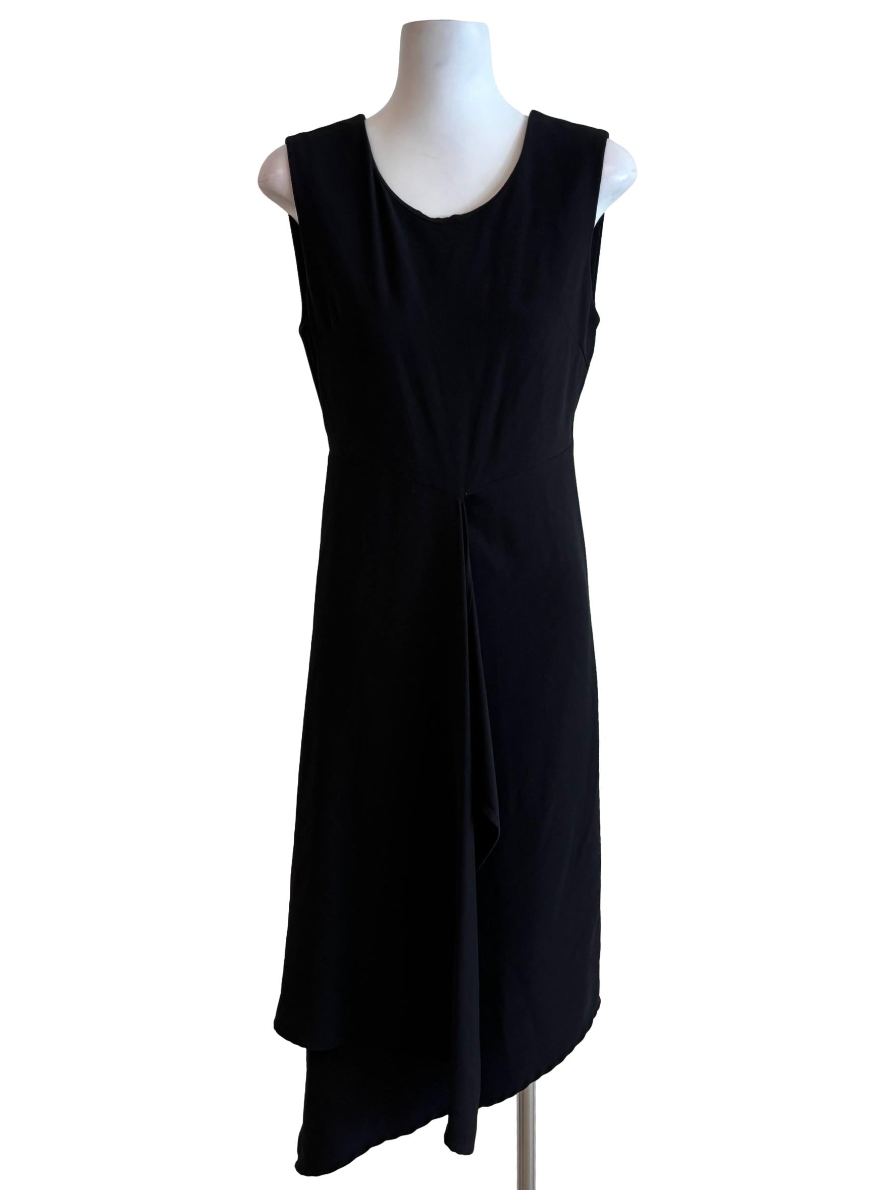 Soft Black Sleeveless Drape Sheath Dress