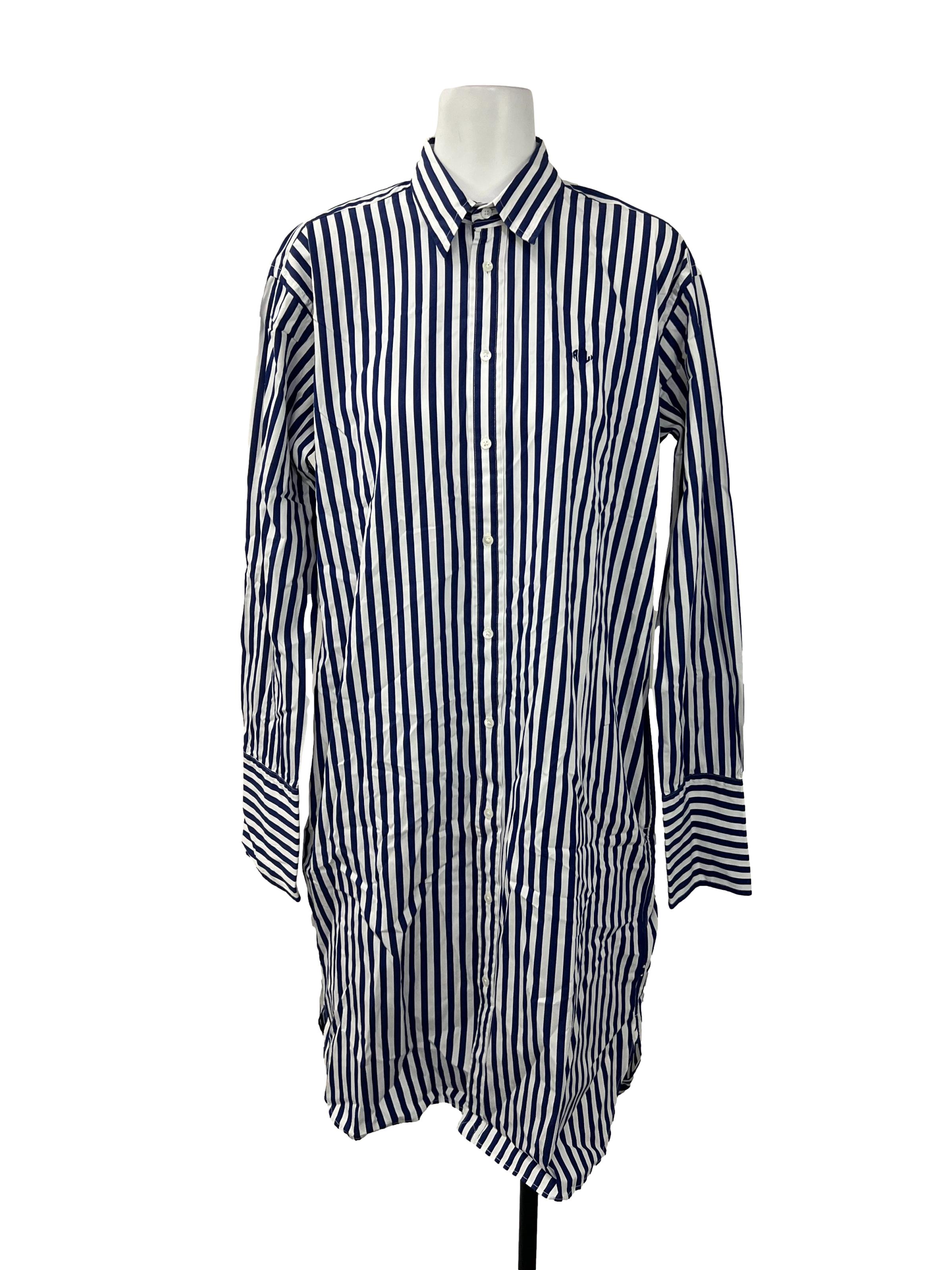 Navy Blue And White Shirt Dress