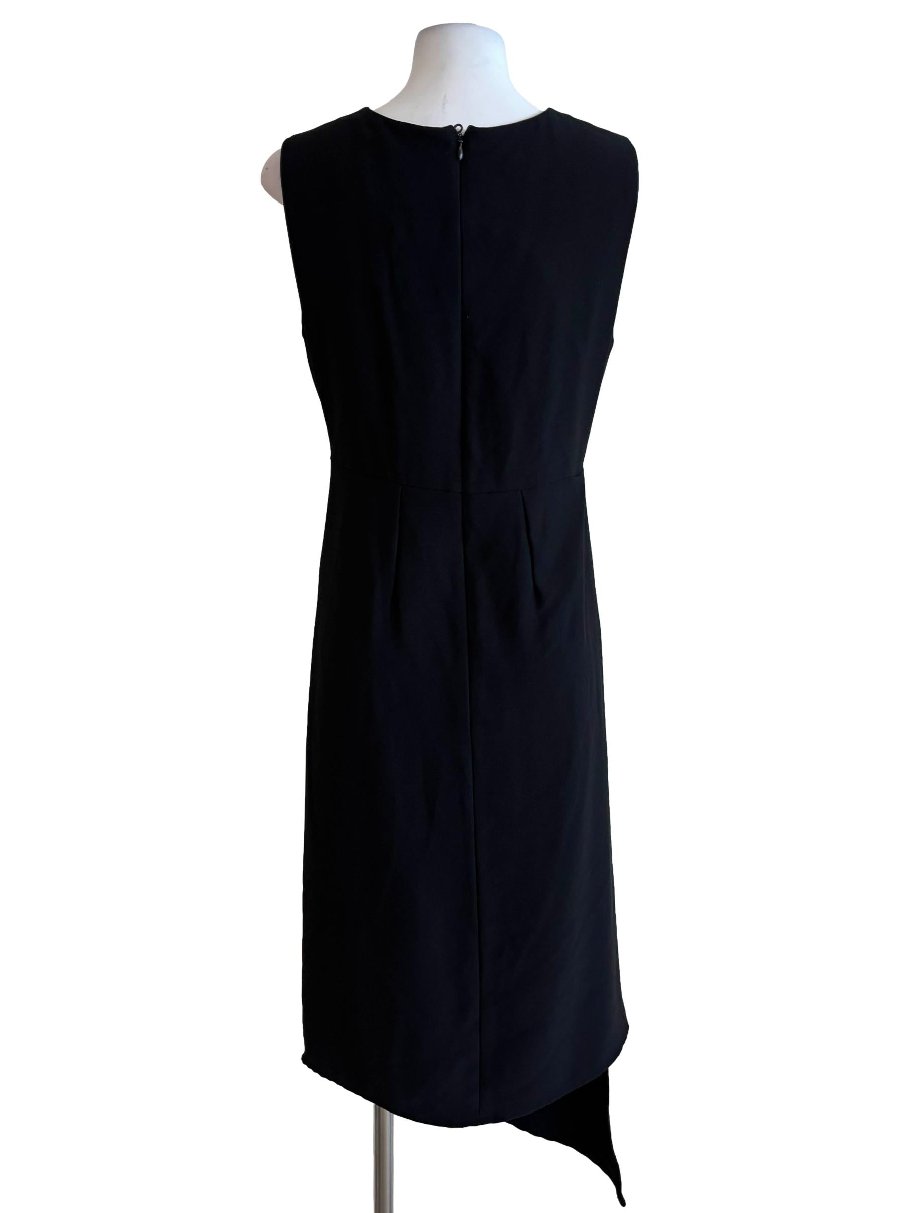 Soft Black Sleeveless Drape Sheath Dress
