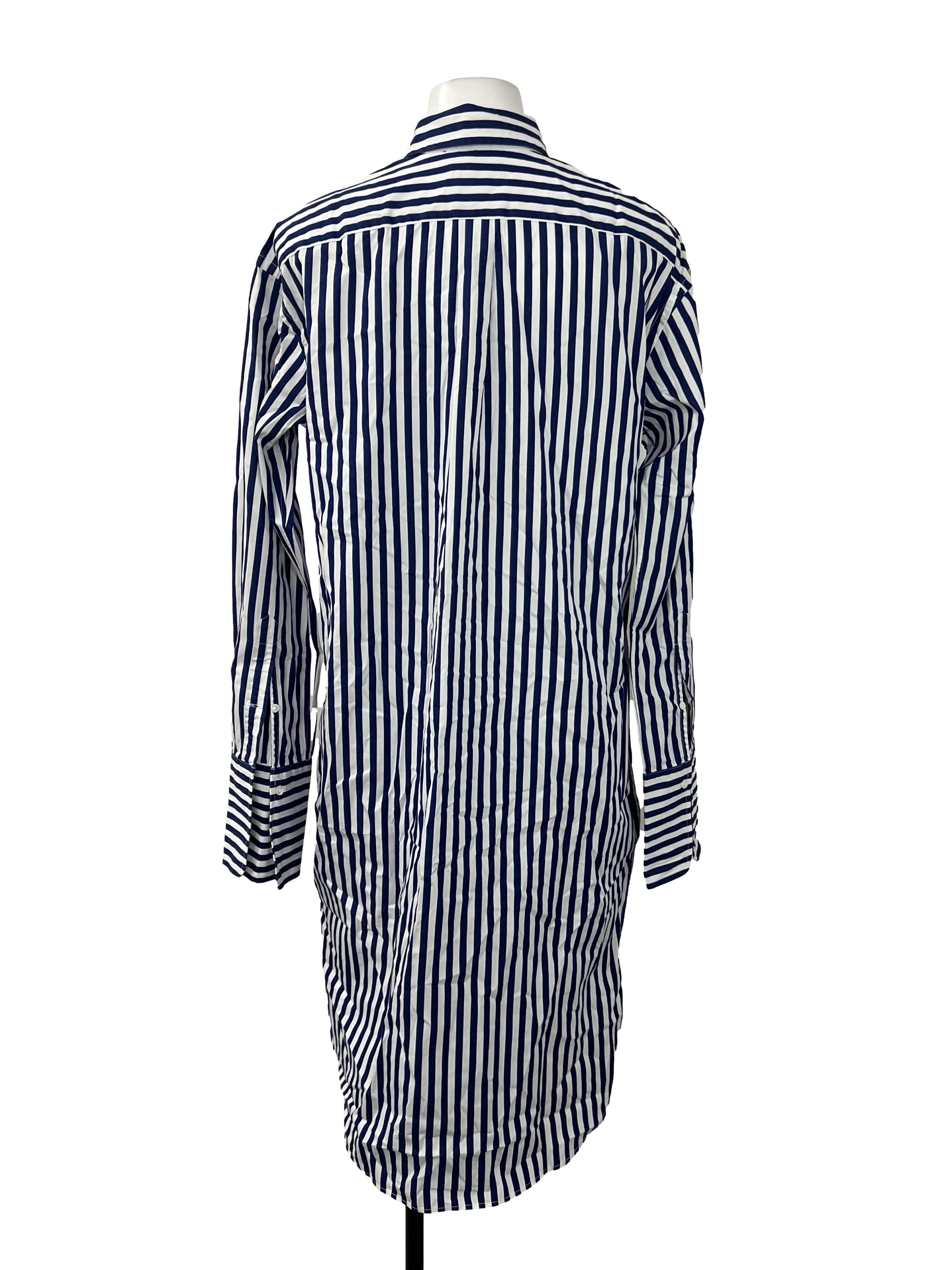 Navy Blue And White Shirt Dress