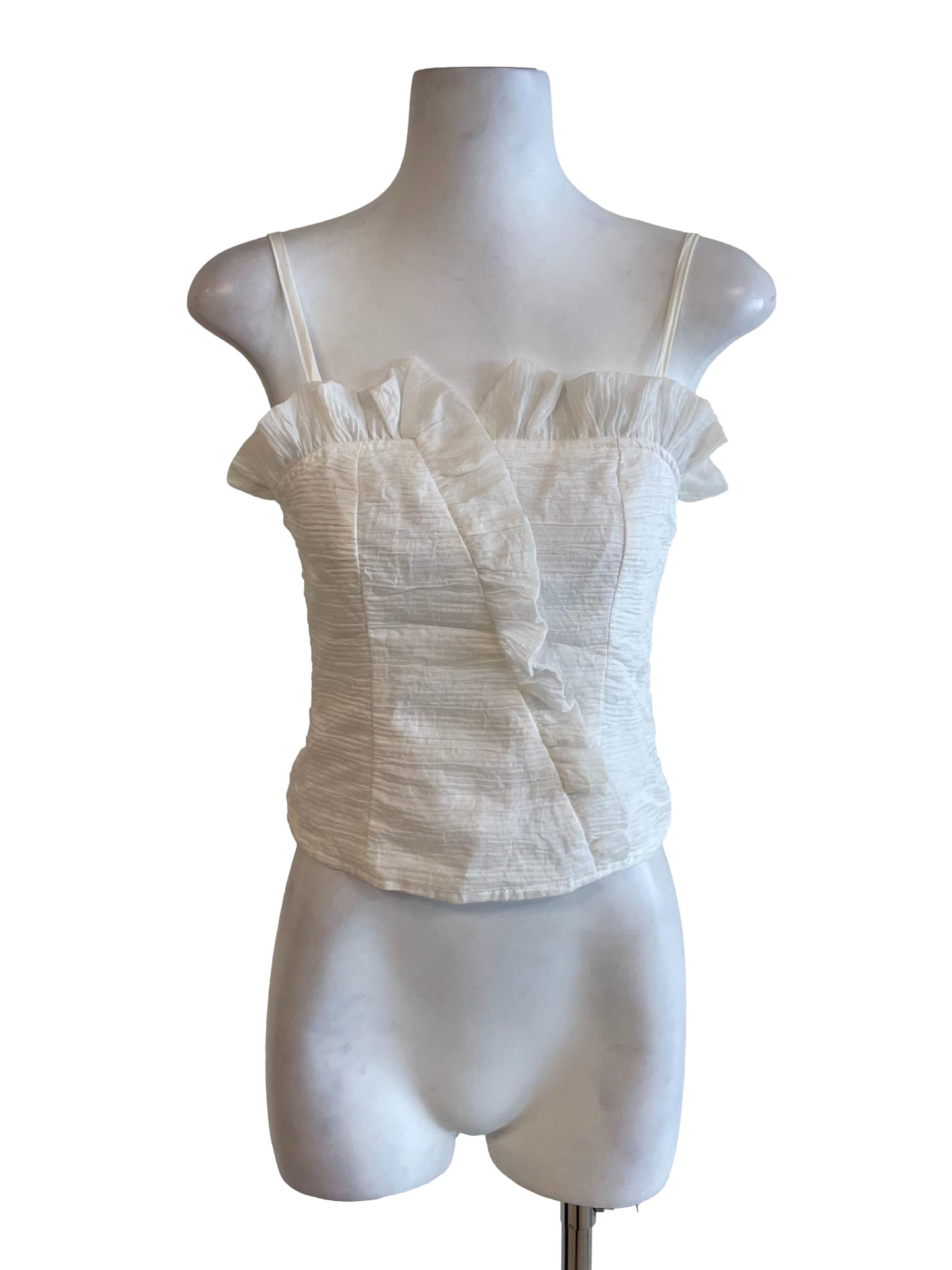 White Ruffled Overlay Mini Top