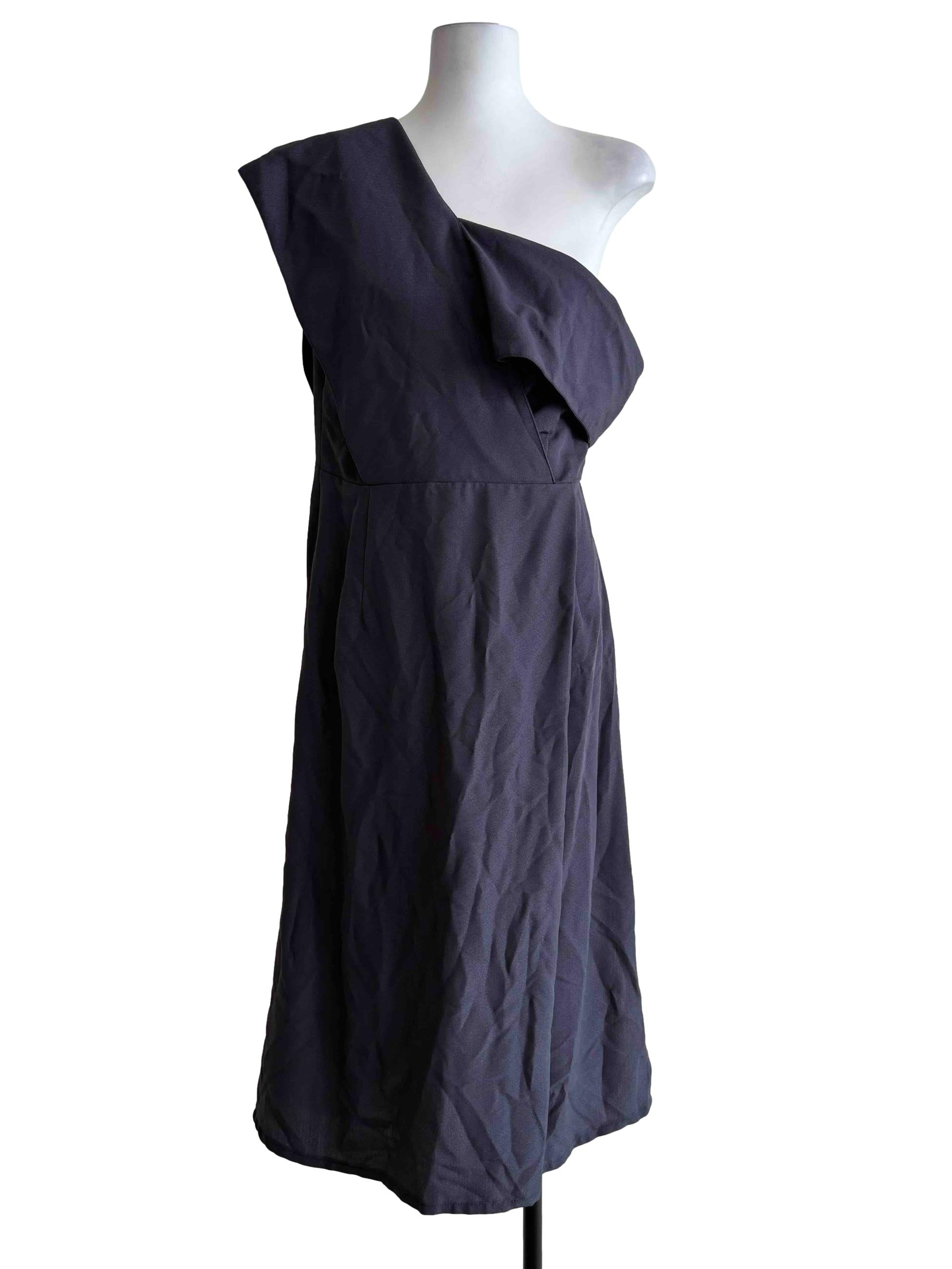 Ash Grey Asymmetrical A-Line Dress