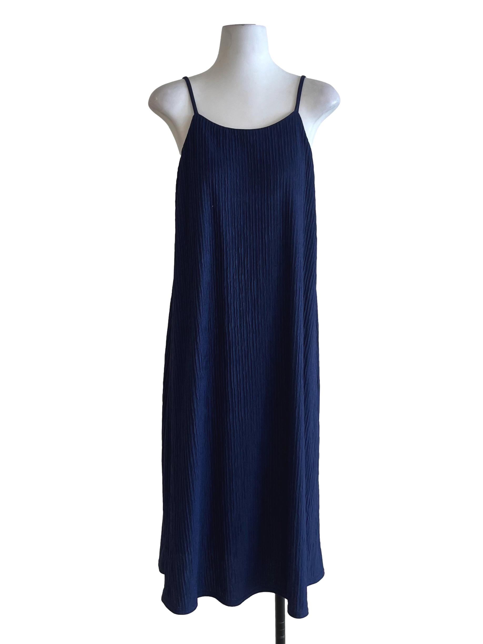 Navy Blue Jewel Neckline Shift Dress
