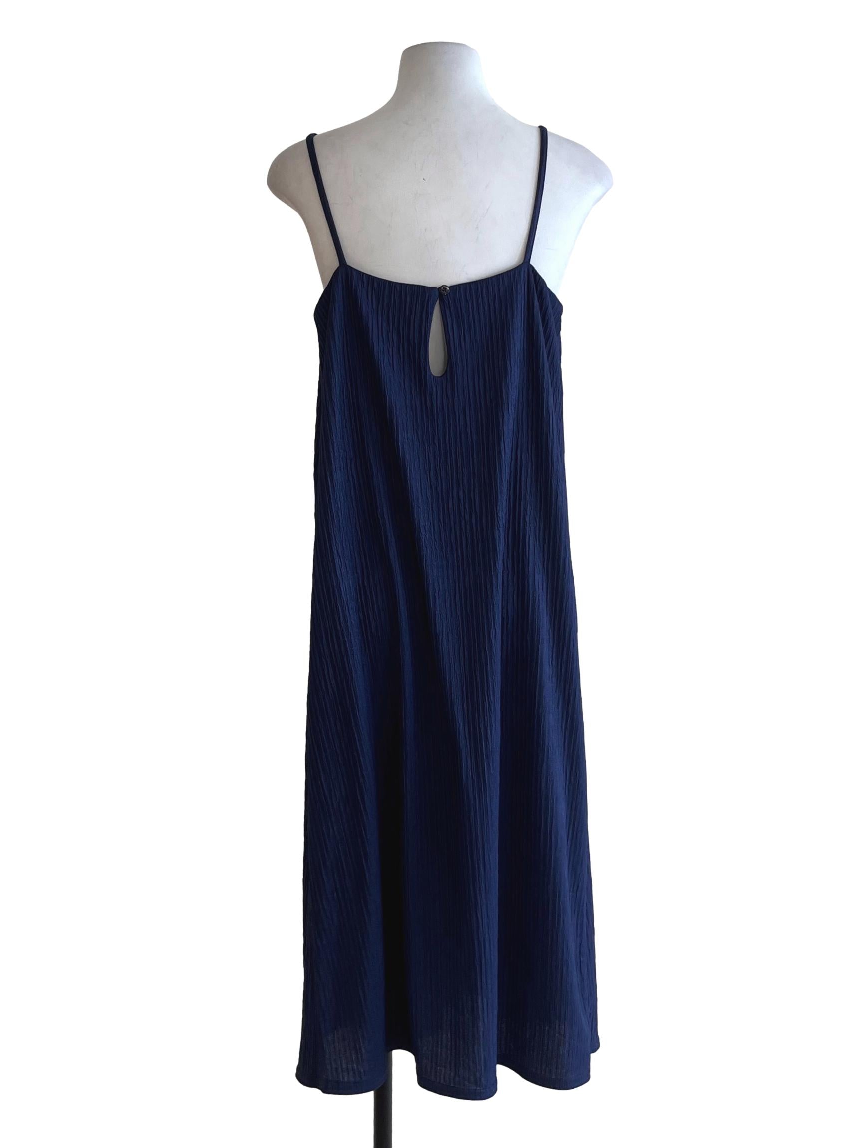 Navy Blue Jewel Neckline Shift Dress