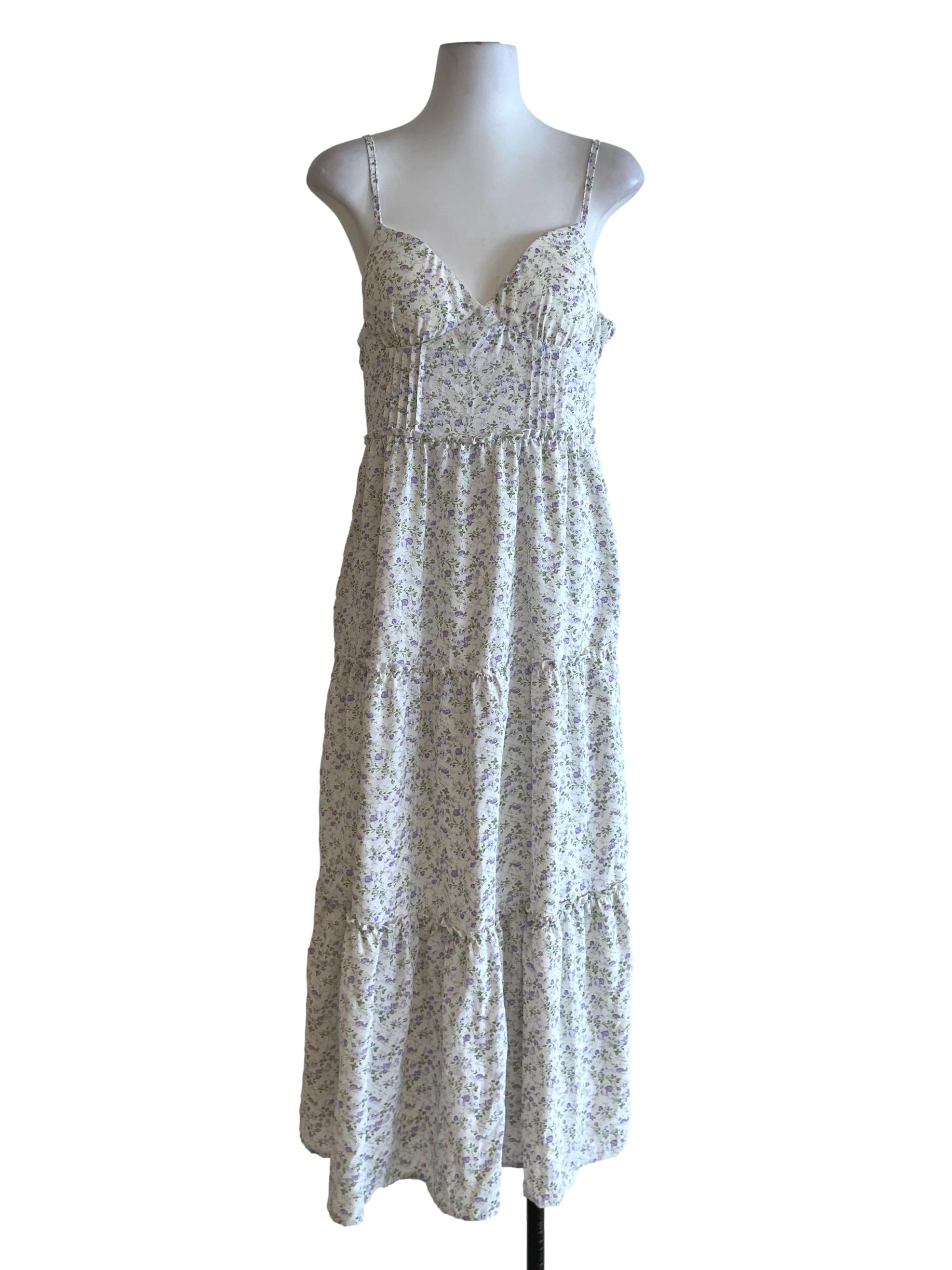 White Floral Sweetheart A-Line Dress