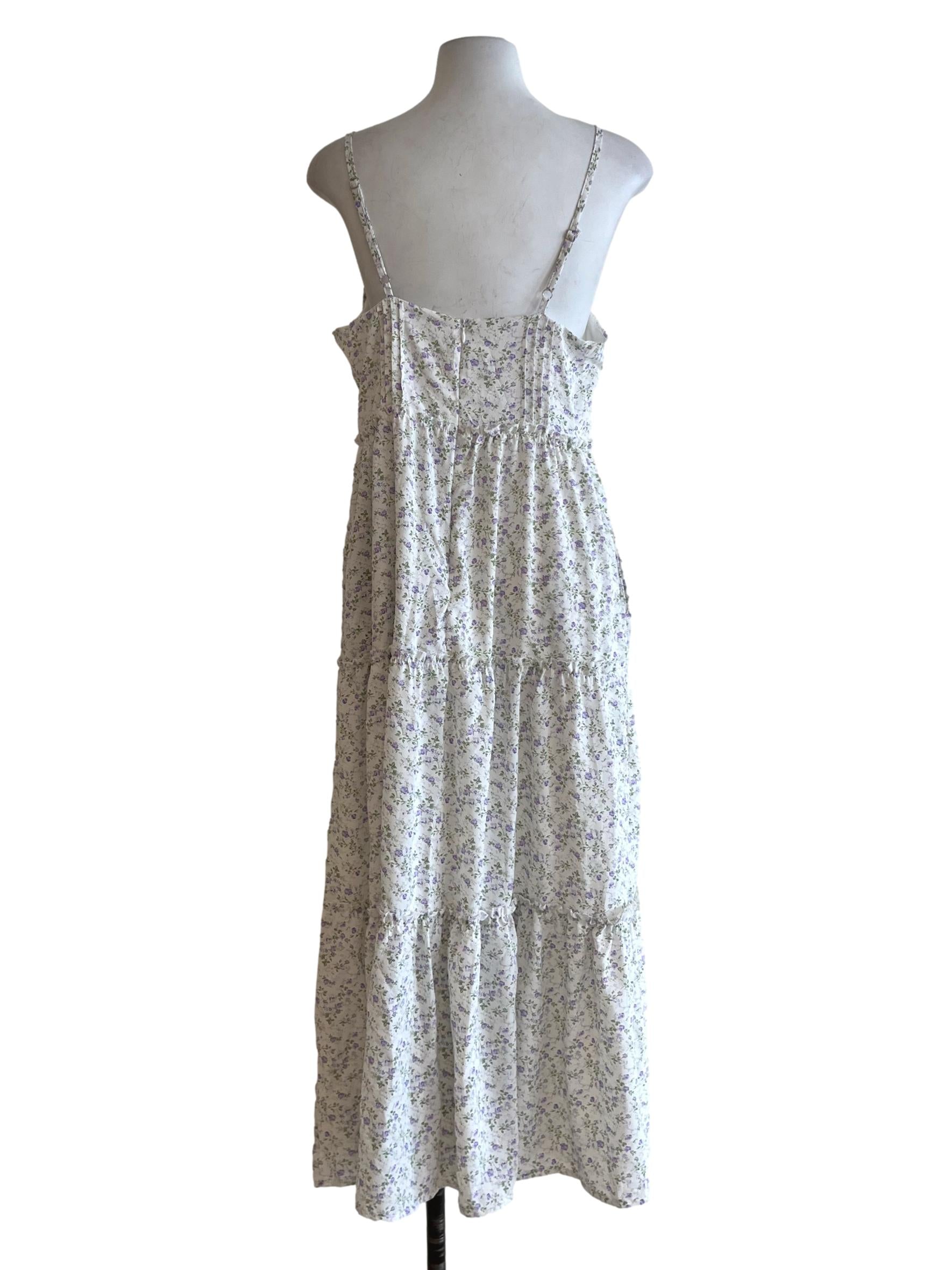 White Floral Sweetheart A-Line Dress