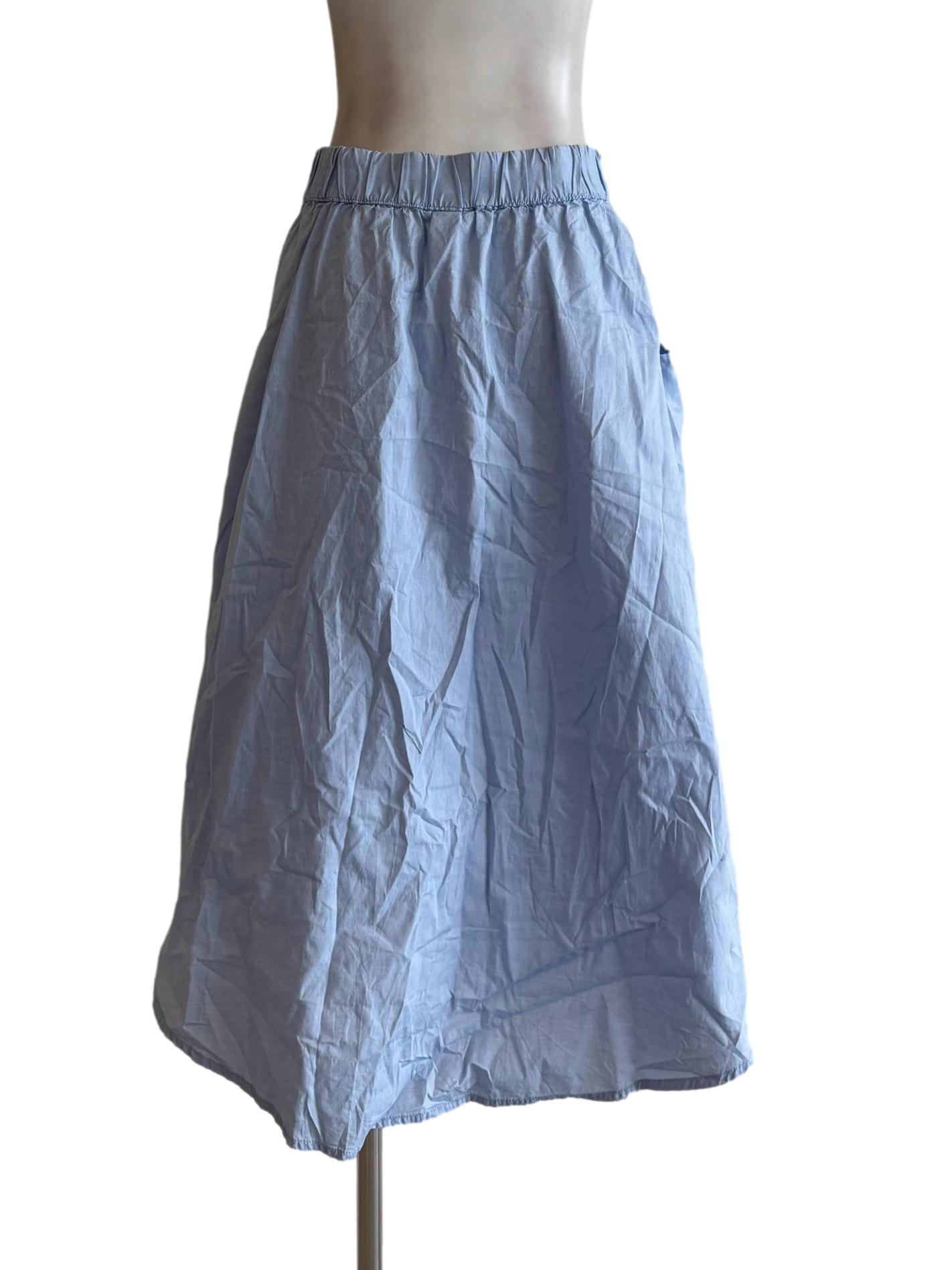 Pastel Blue Cotton A-Line Skirt