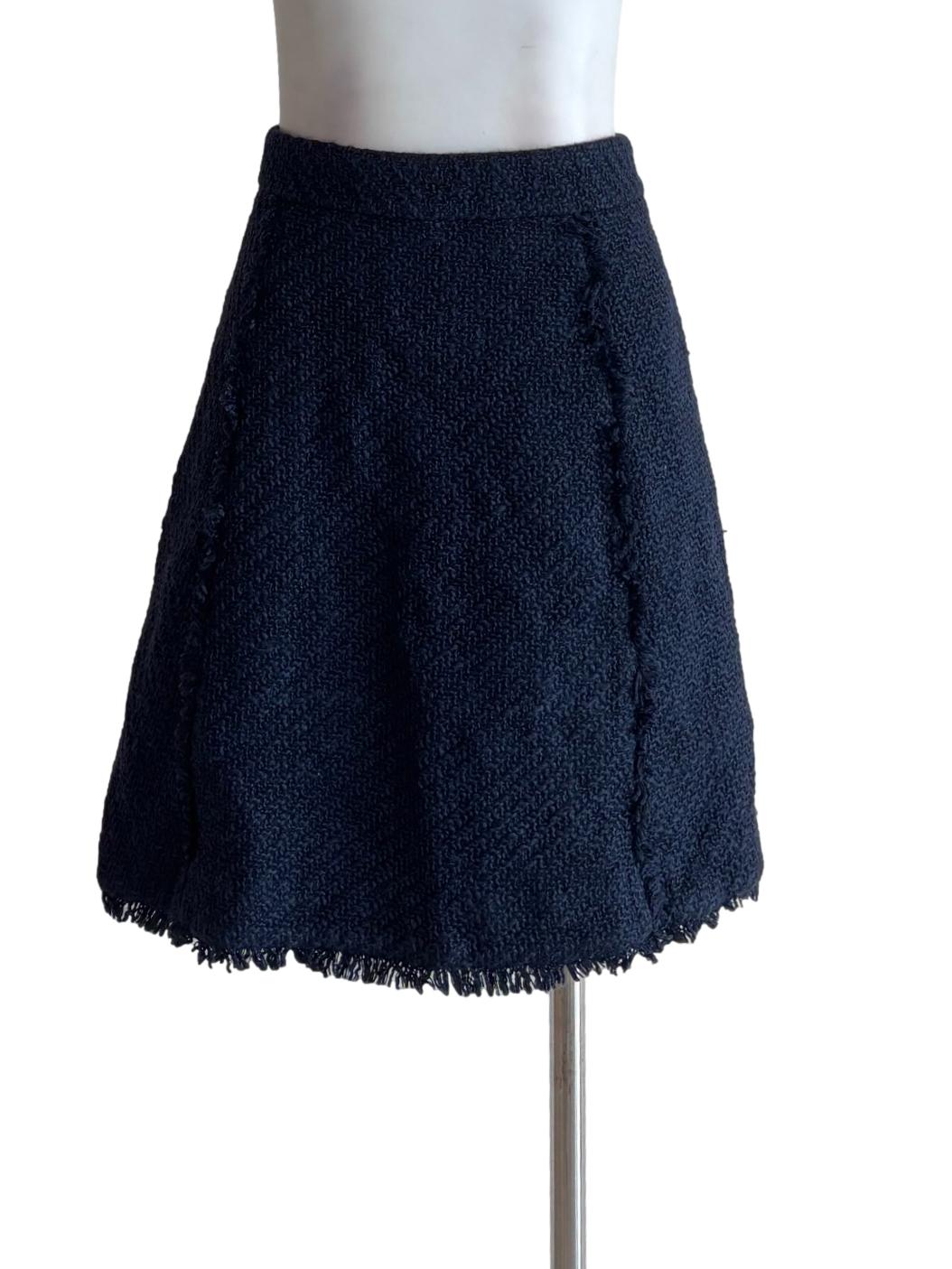 Midnight Blue Tweed Mini Skirt