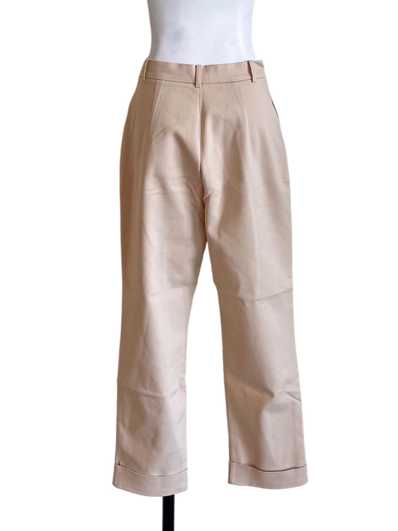 Ivory Beige Cropped Pants