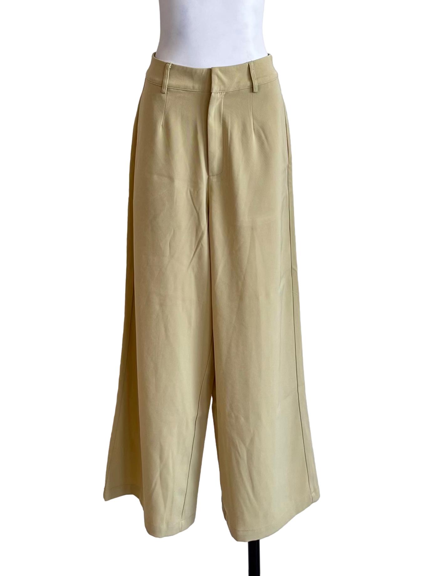 Pear Green Wide Leg Casual Pants