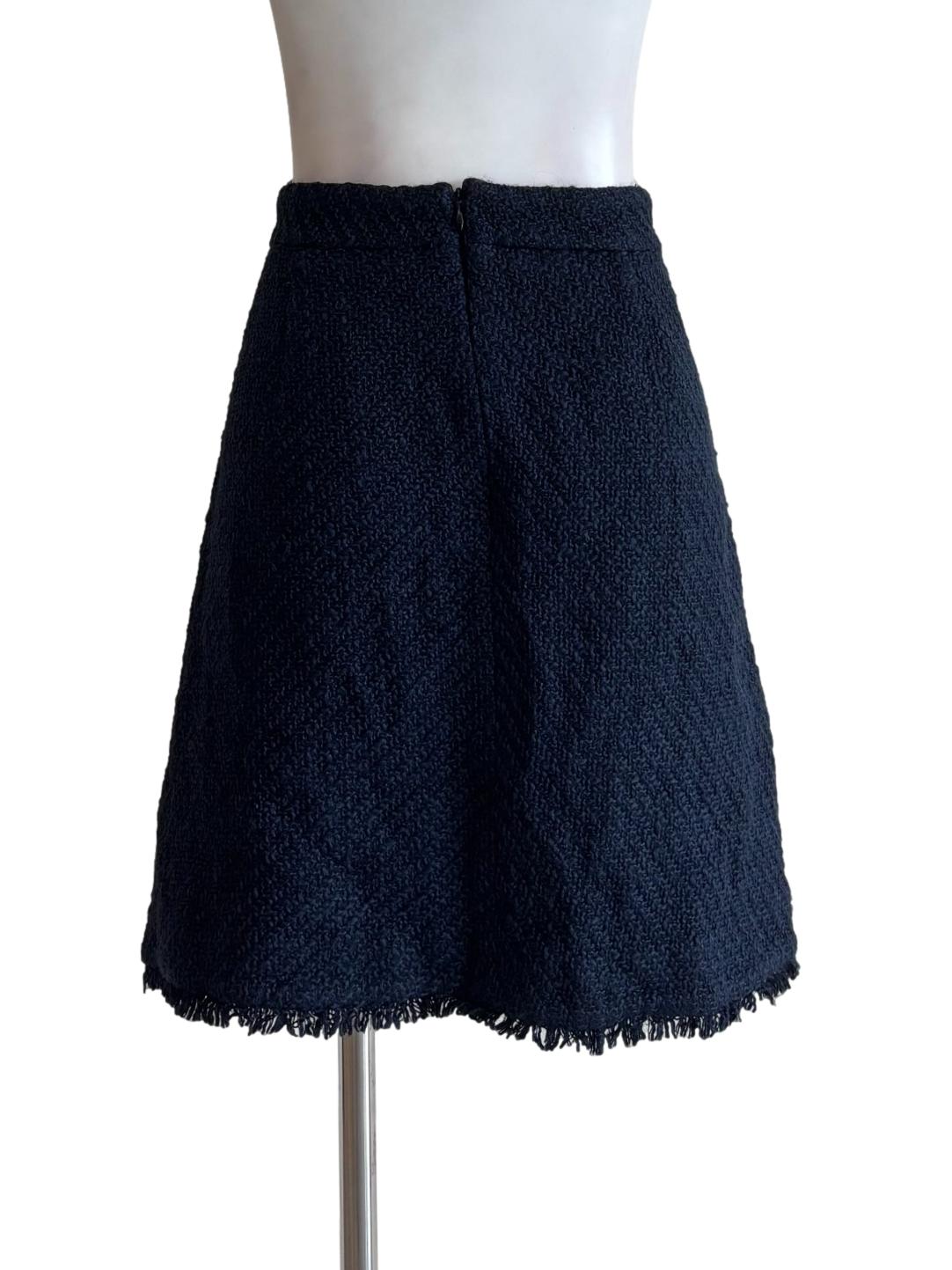 Midnight Blue Tweed Mini Skirt