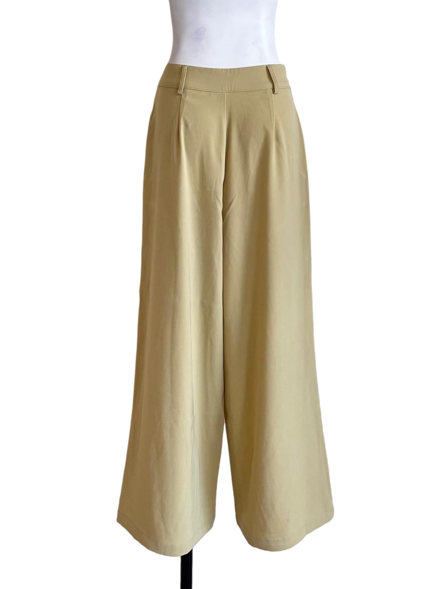 Pear Green Wide Leg Casual Pants