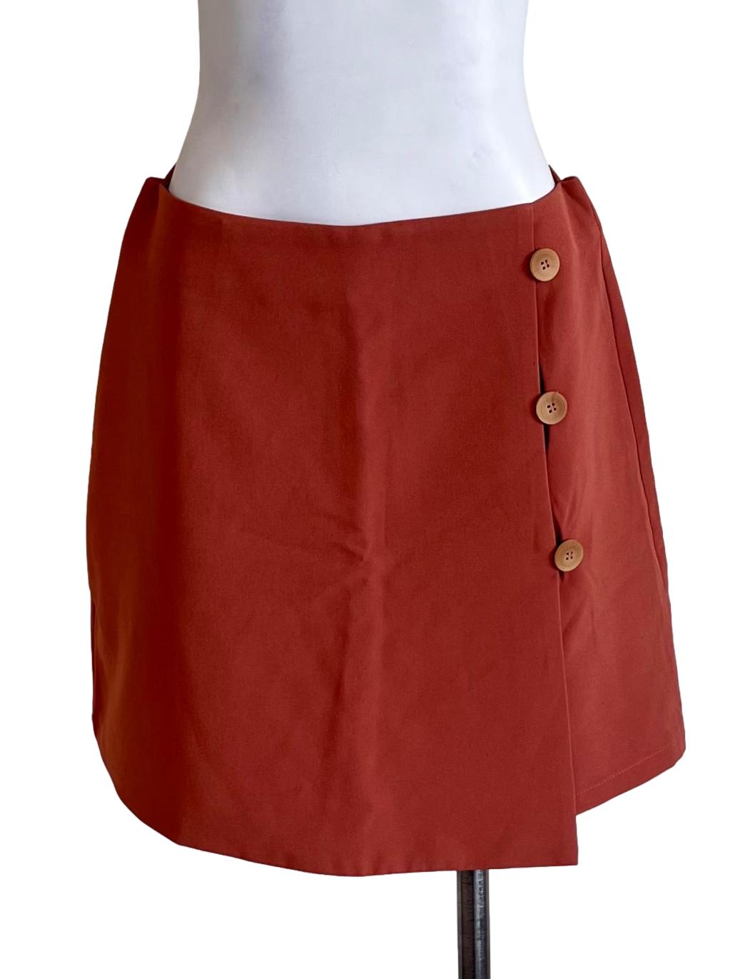 Brick Red Button Skorts