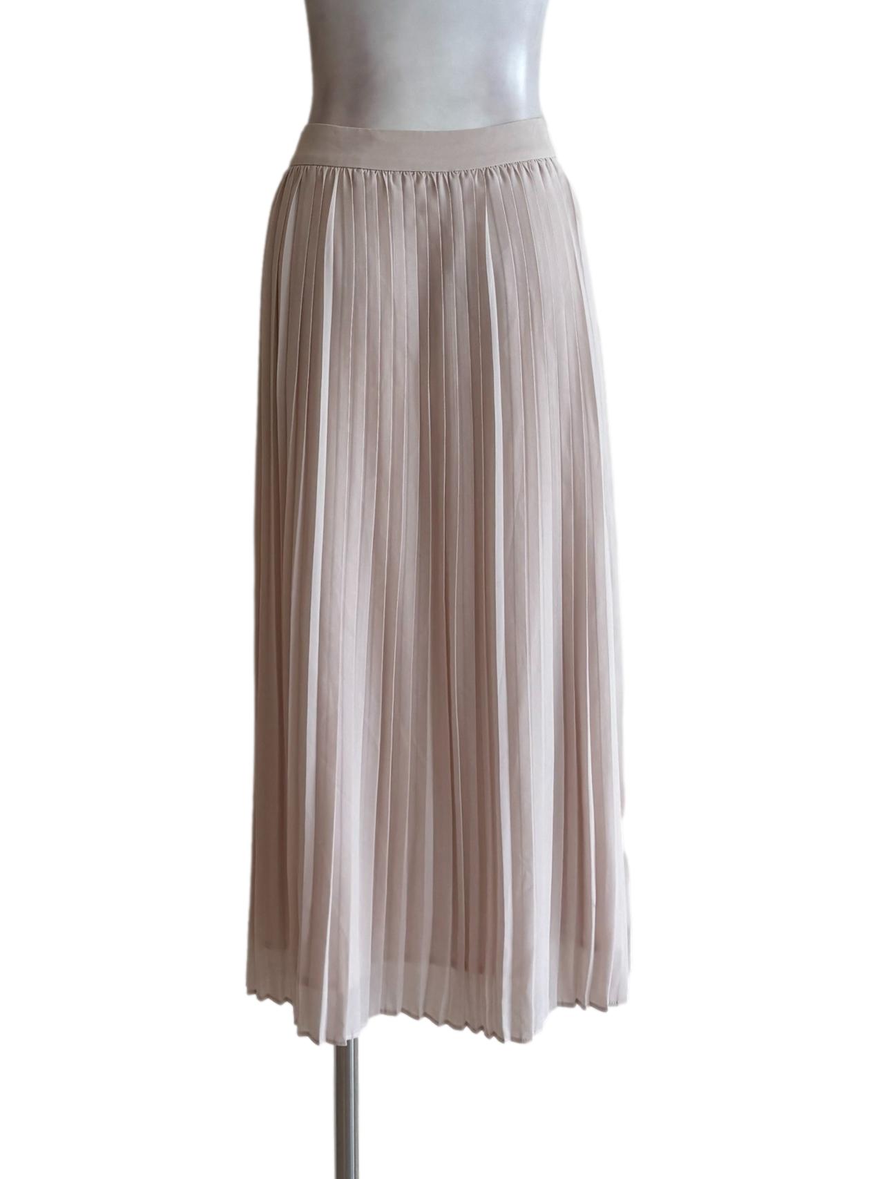 Rice White Button Pleated Skirt