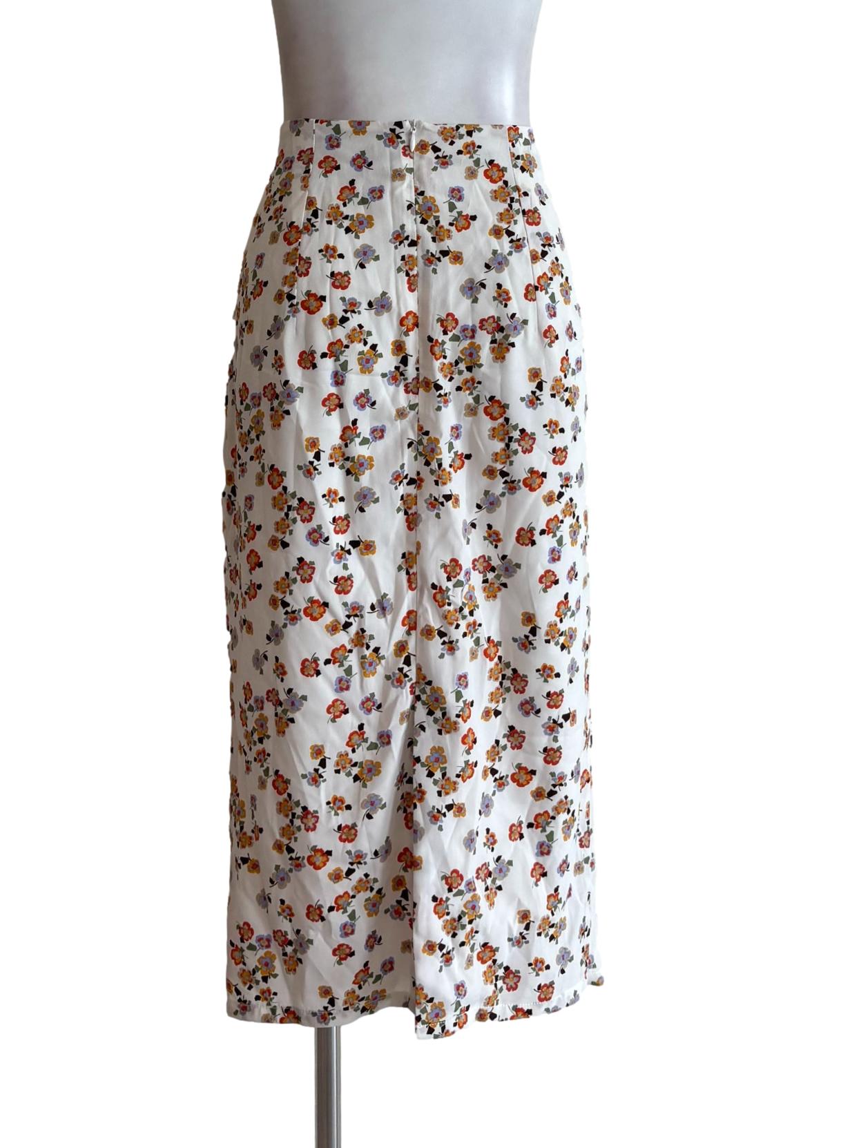 Floral White Midi Skirt