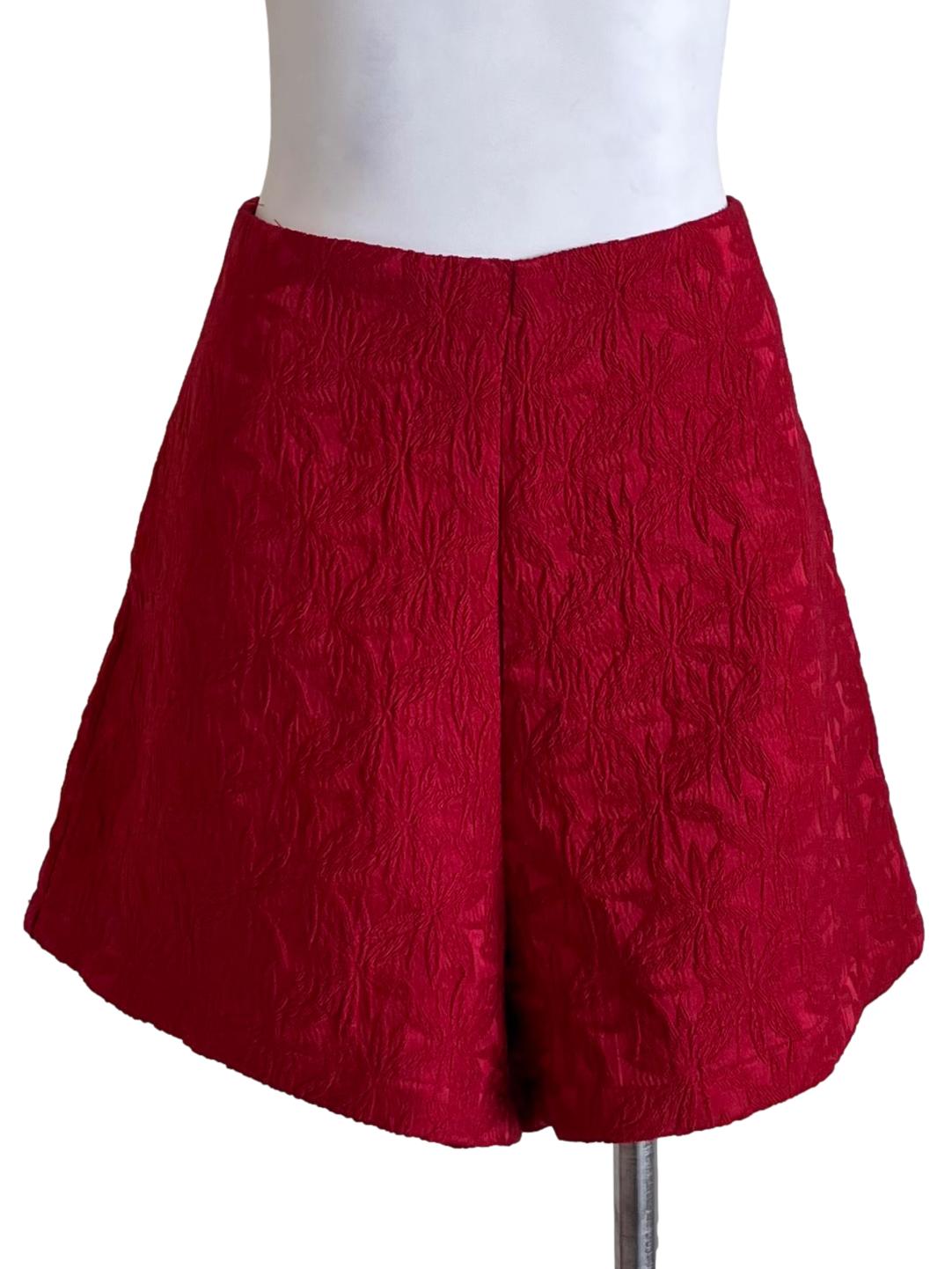 Cherry Red Textured Shorts