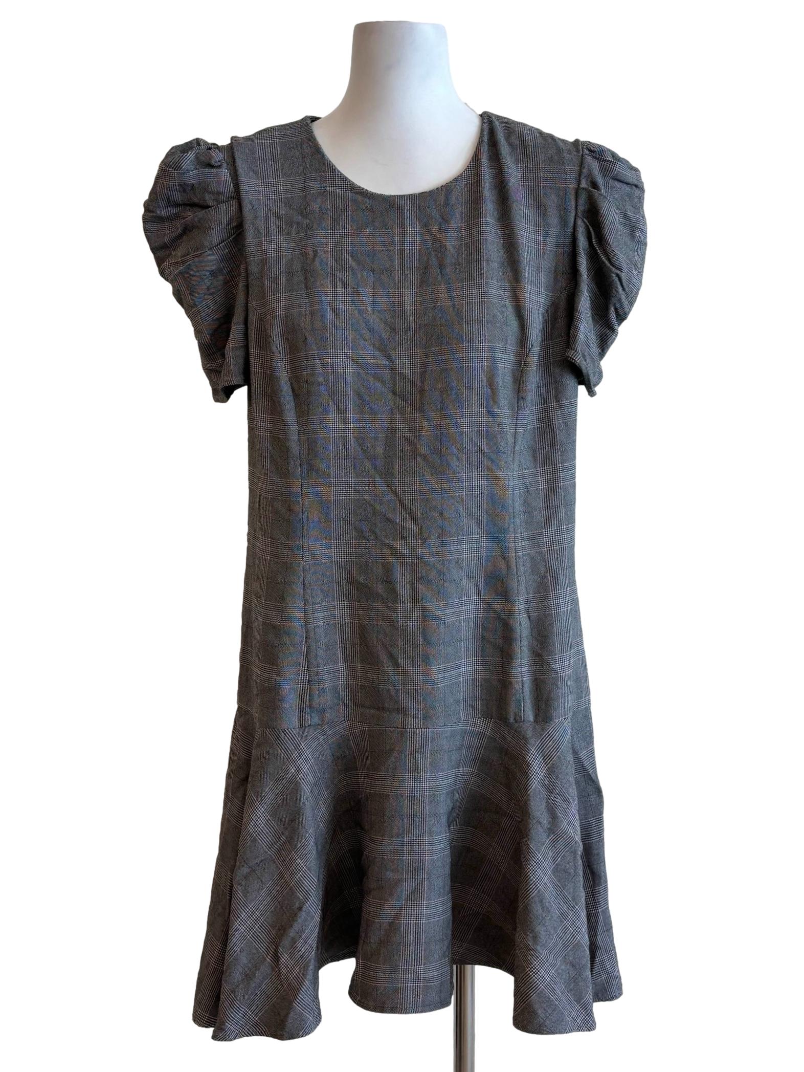Seal Gray Plaid Shift Dress