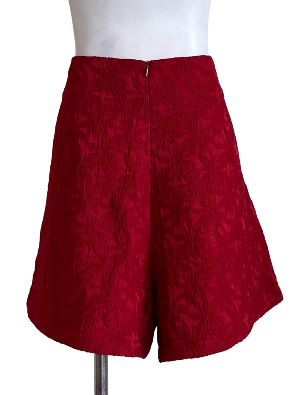 Cherry Red Textured Shorts