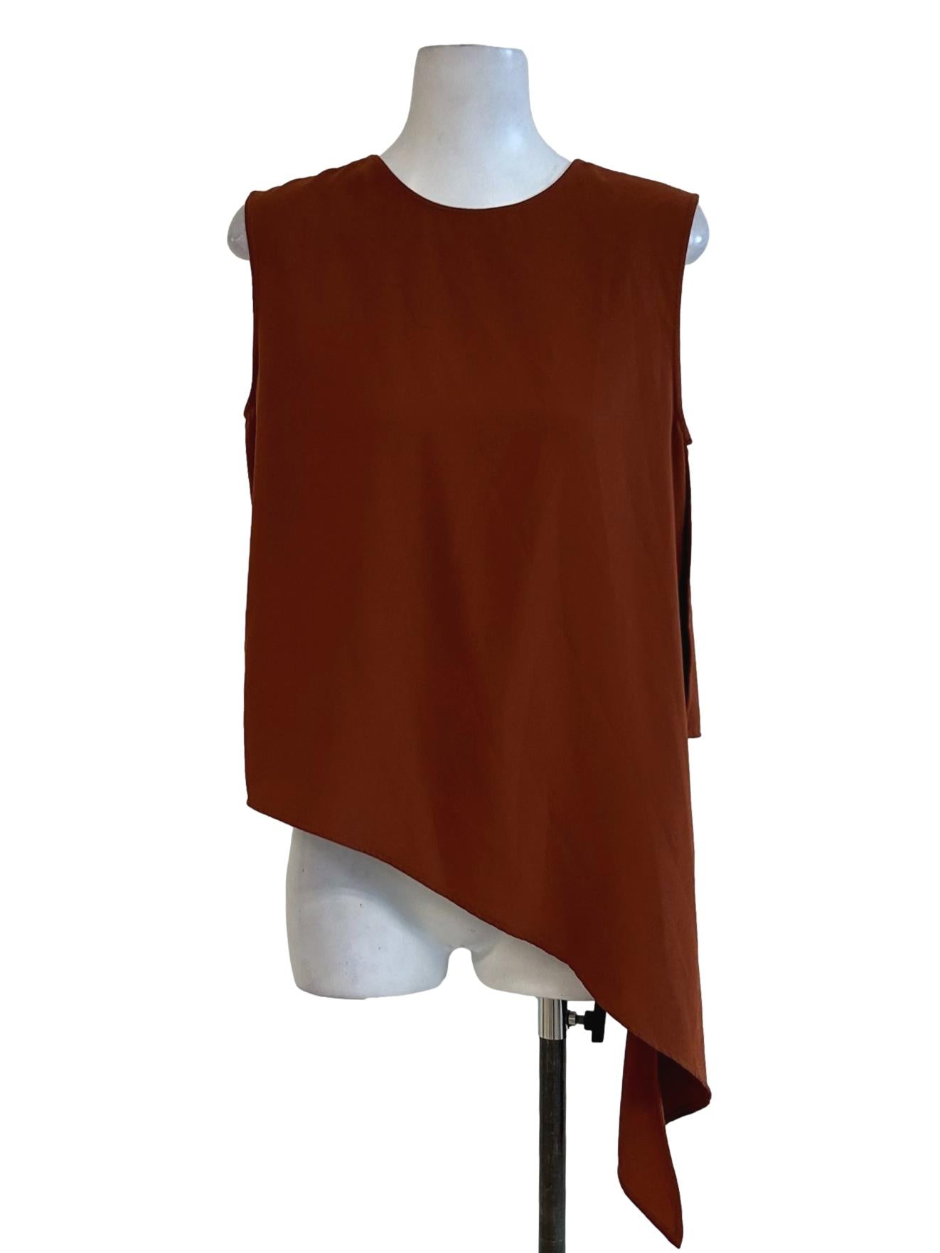 Brick Orange Asymetrical Sleeveless Top