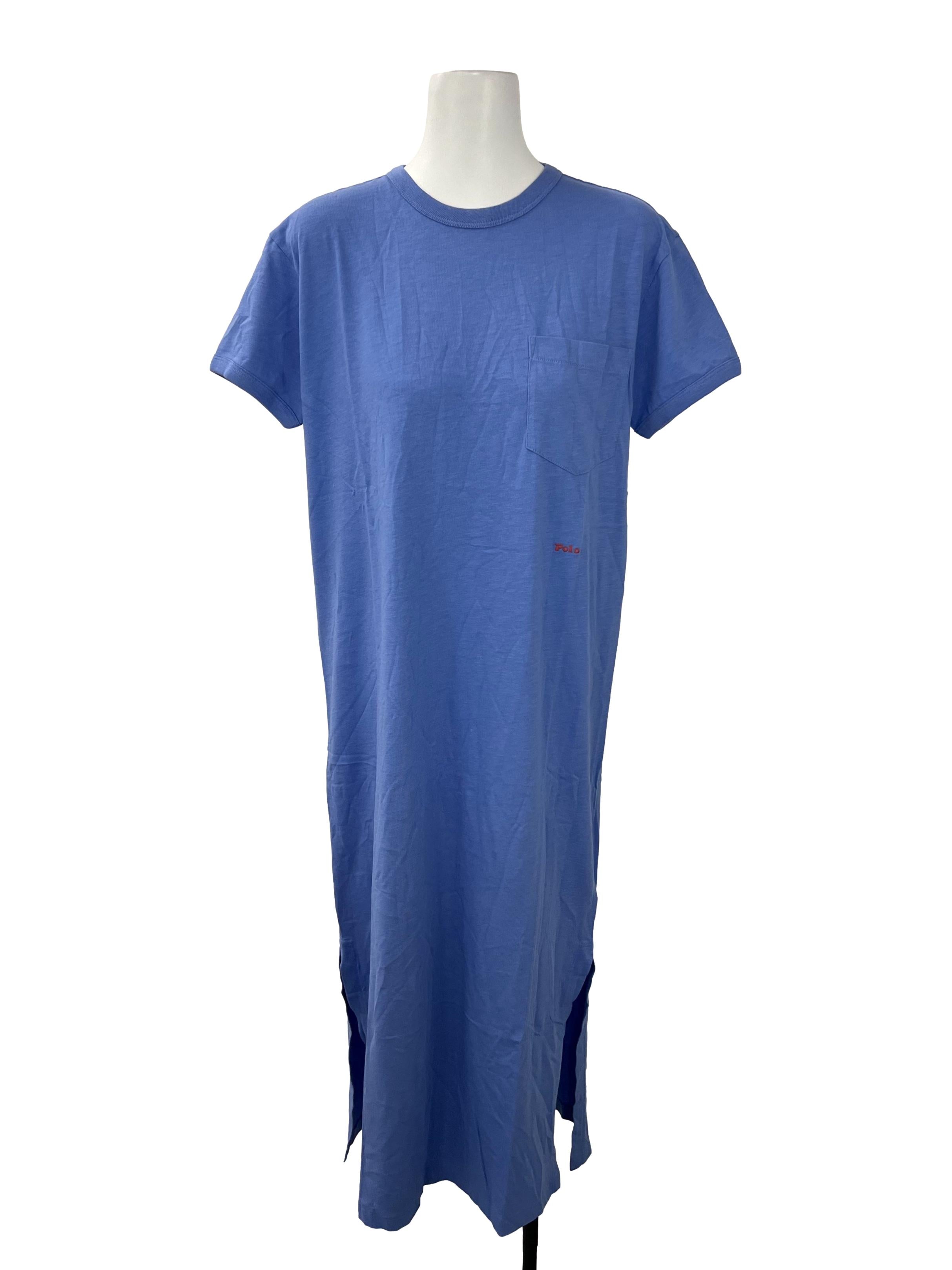 Cerulean Blue Pocket T-Shirt Dress