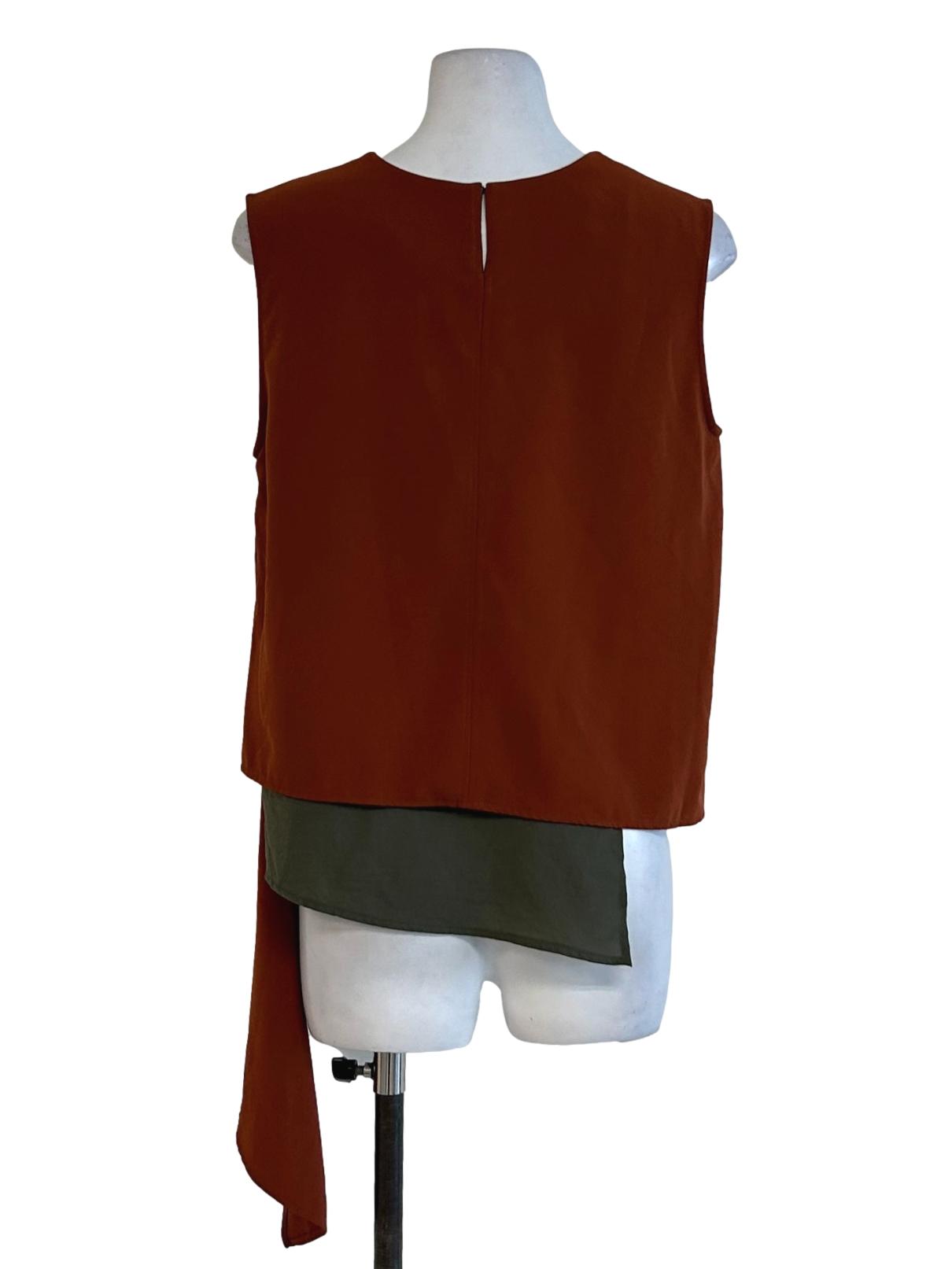 Brick Orange Asymetrical Sleeveless Top