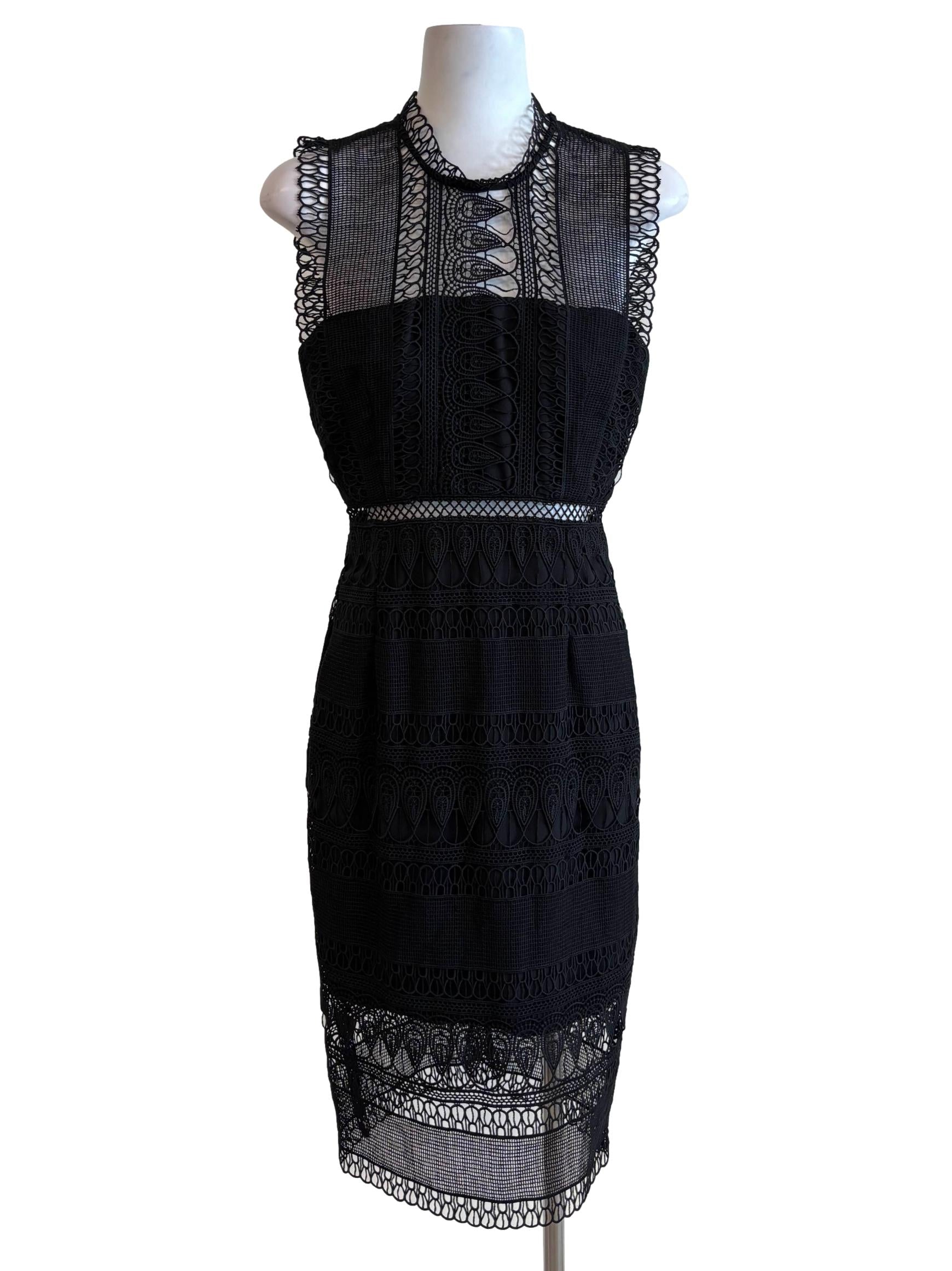 Black Lace Sleeveless Pencil Dress