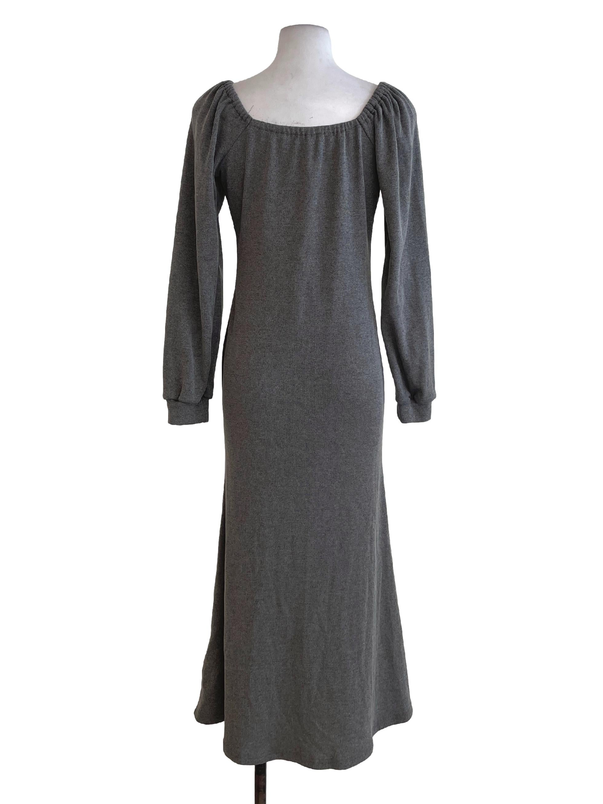 Grey Plain Off Shouder Dress