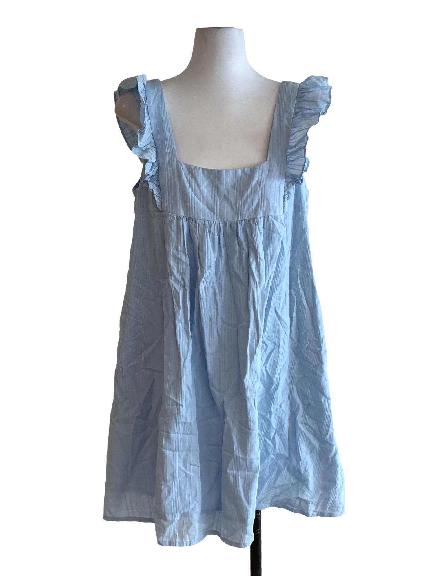Sky Blue Square Neckline Jumper Dress LB
