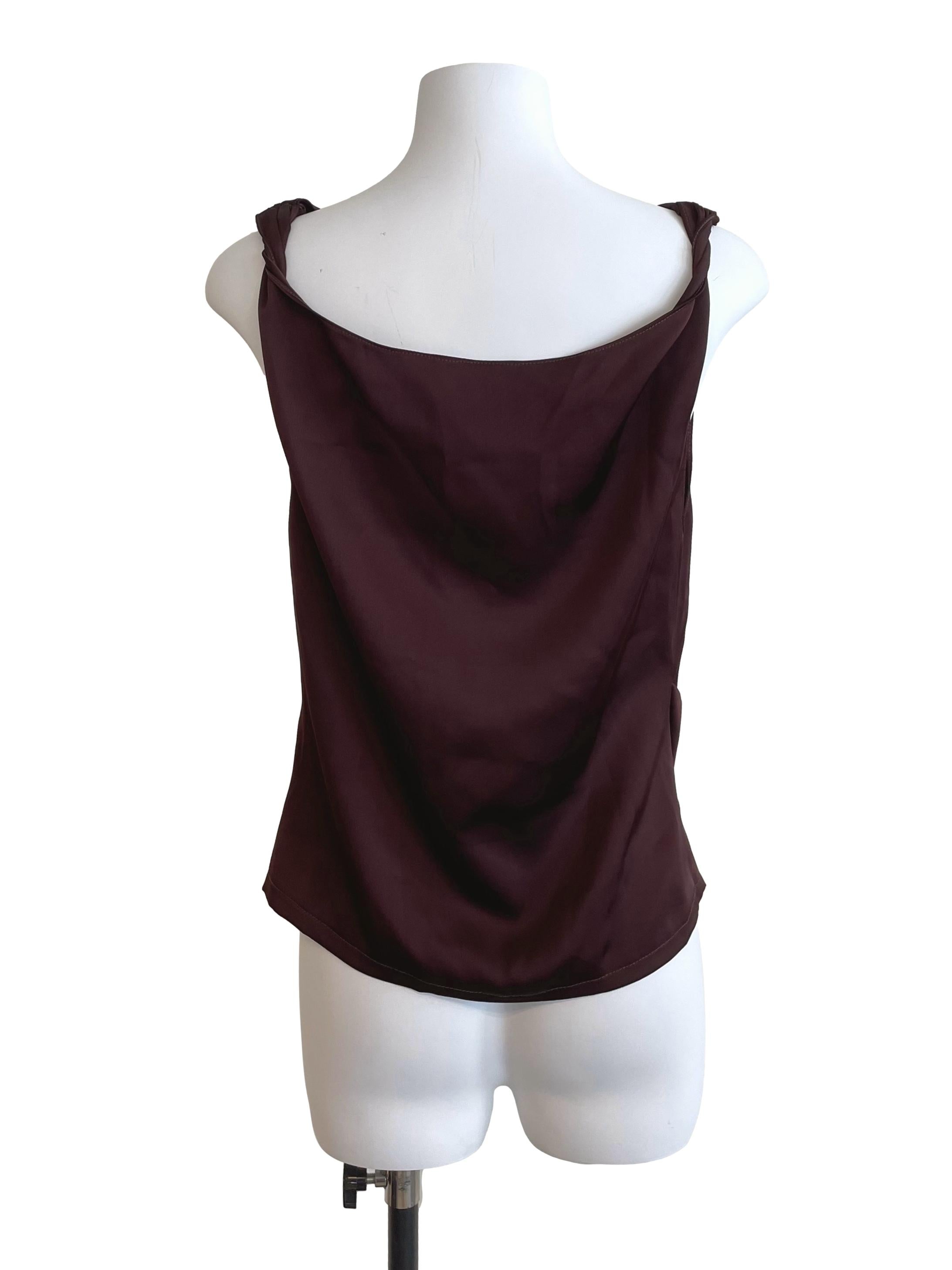 Brunette Satin Draped Top