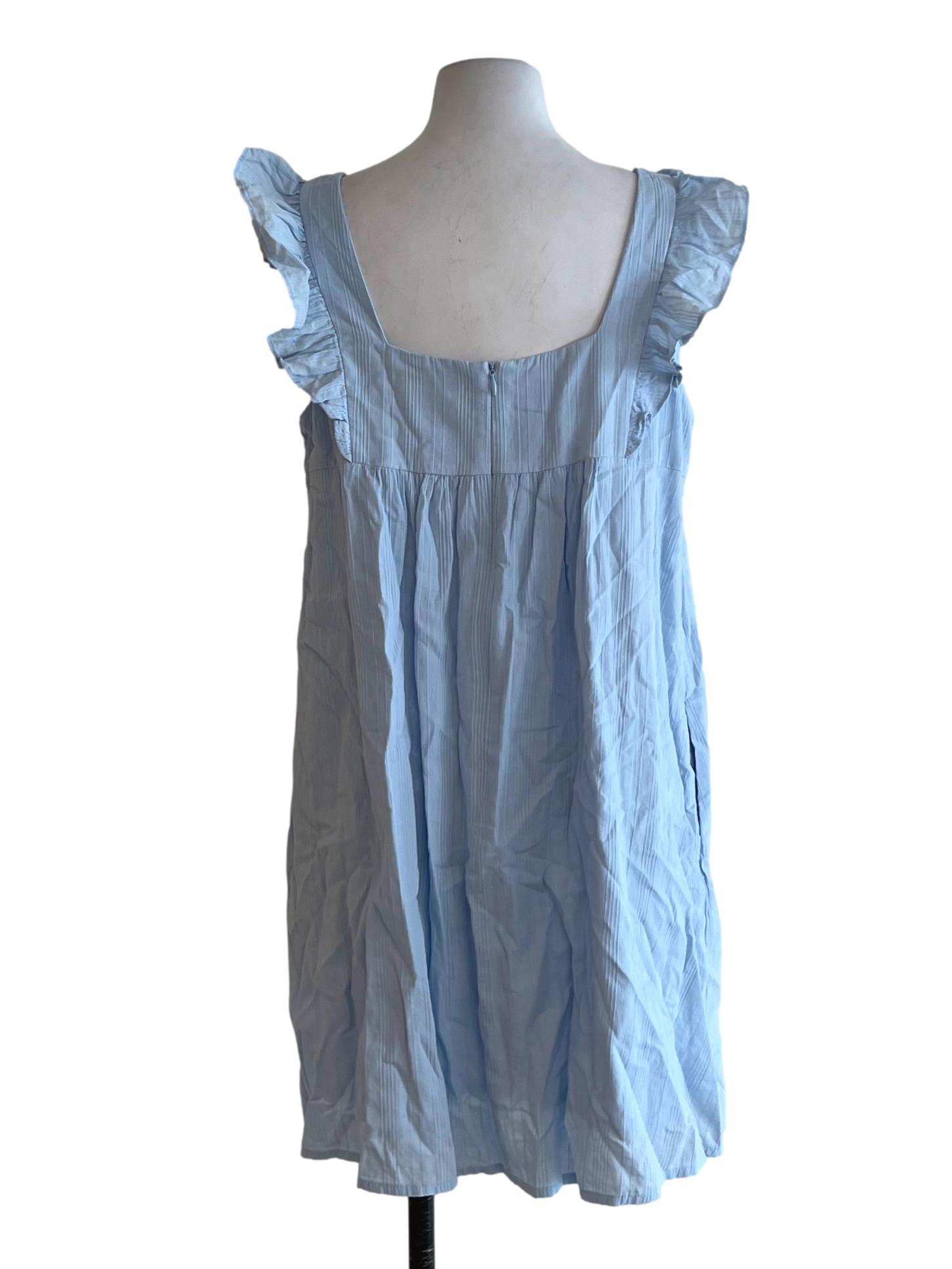 Sky Blue Square Neckline Jumper Dress LB
