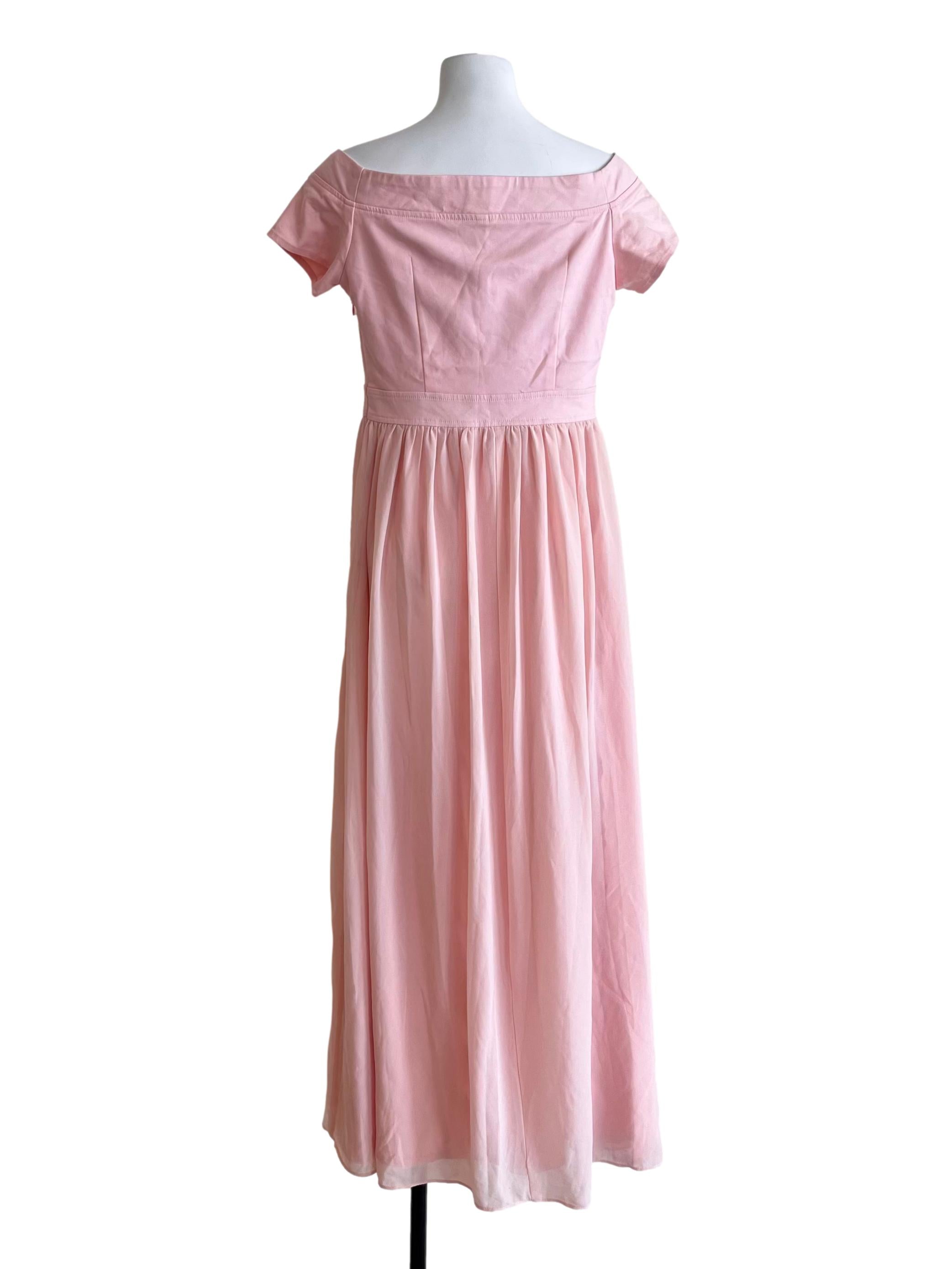 Blush Pink Off-Shoulder Maxi Dress