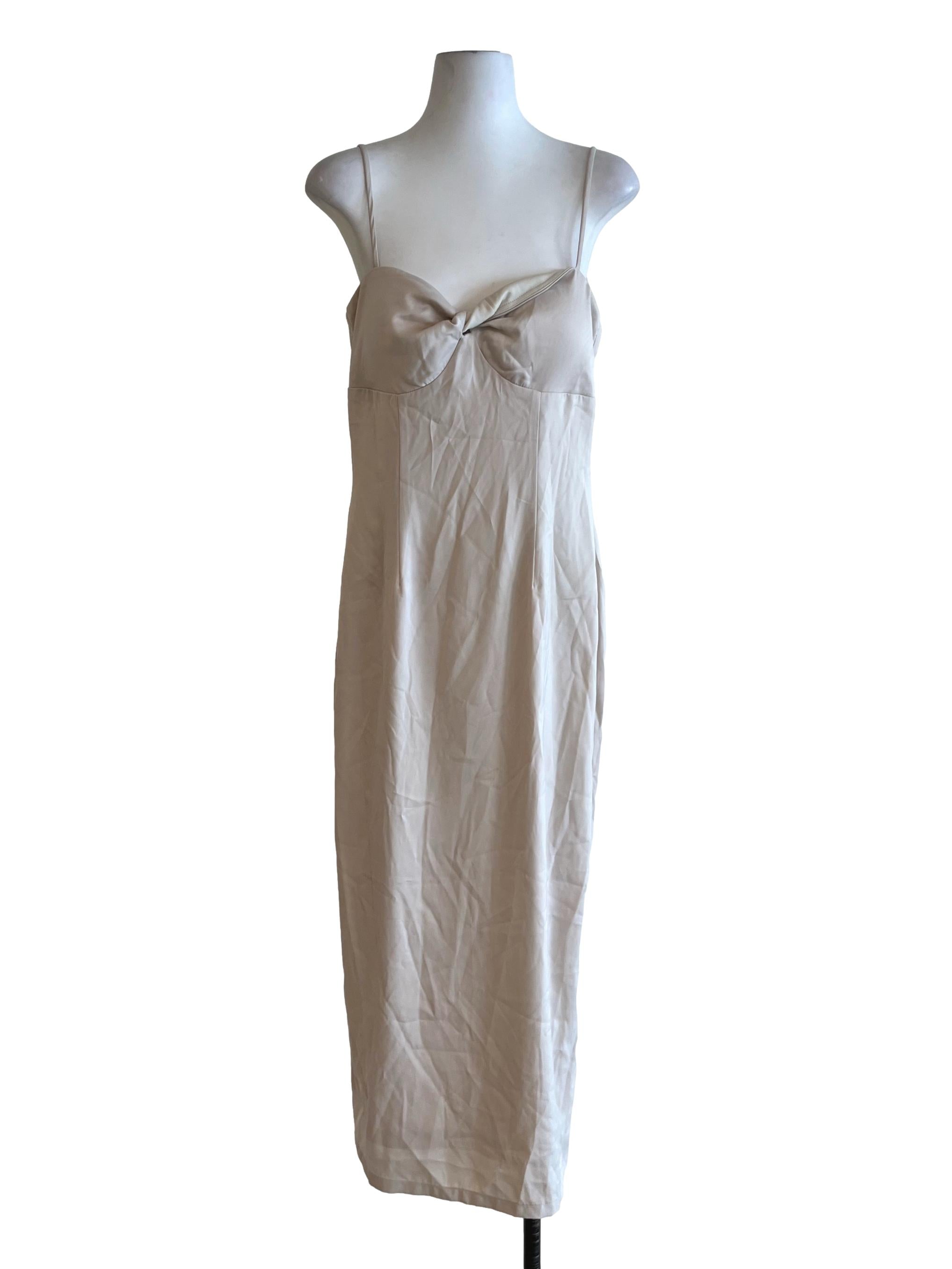Beige Sweetheart Neckline Sheath Dress