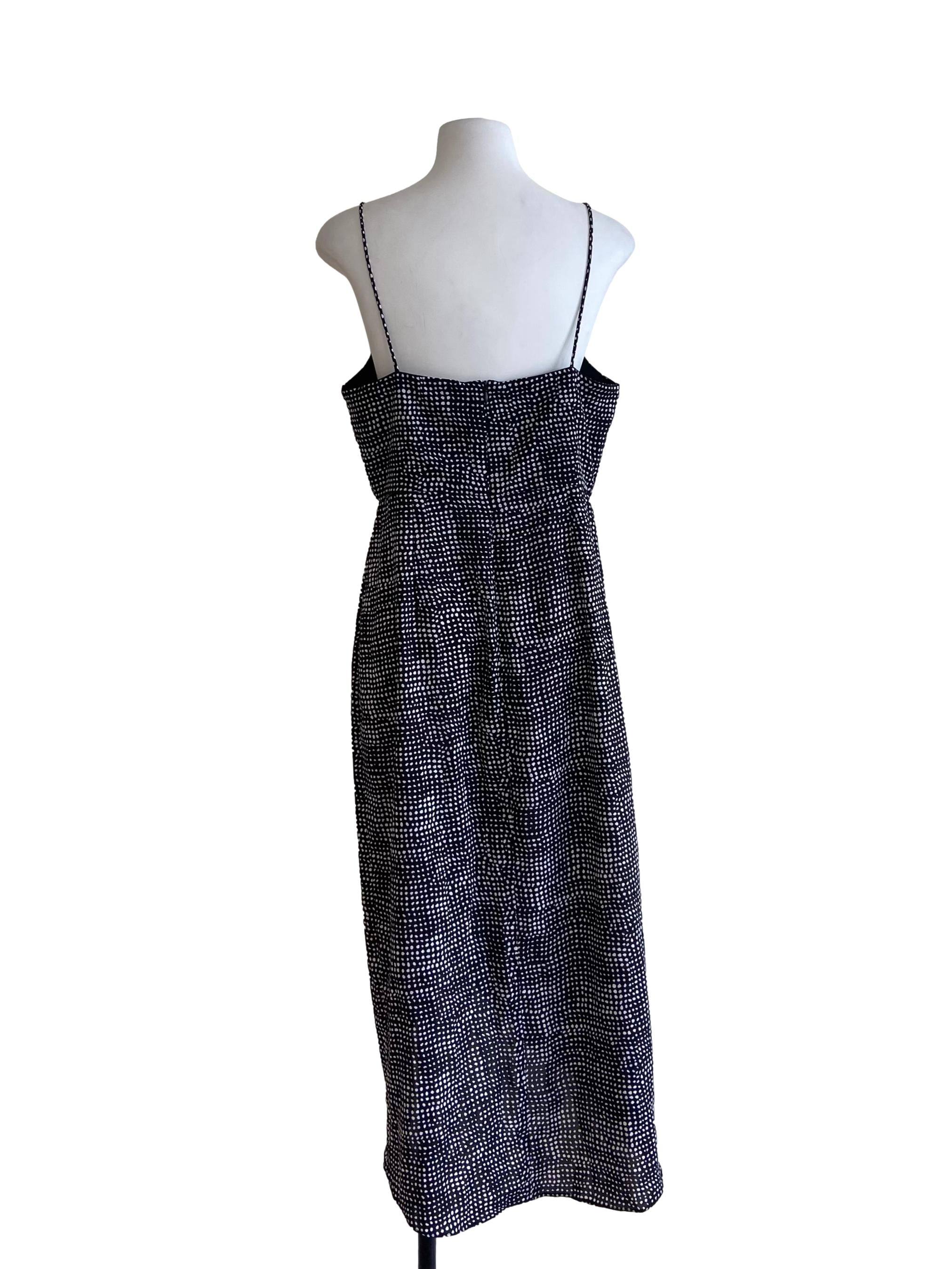 Black & White Dot Spaghetti Straps Asymmetric Bodycon Dress