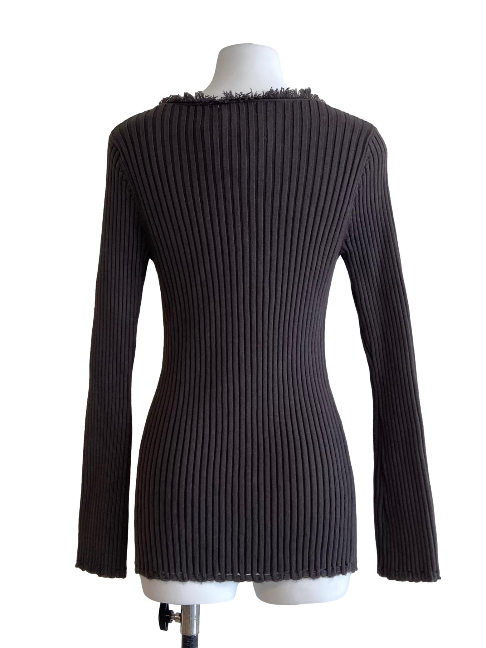 Ash Grey Pencil Stripe Slit Top