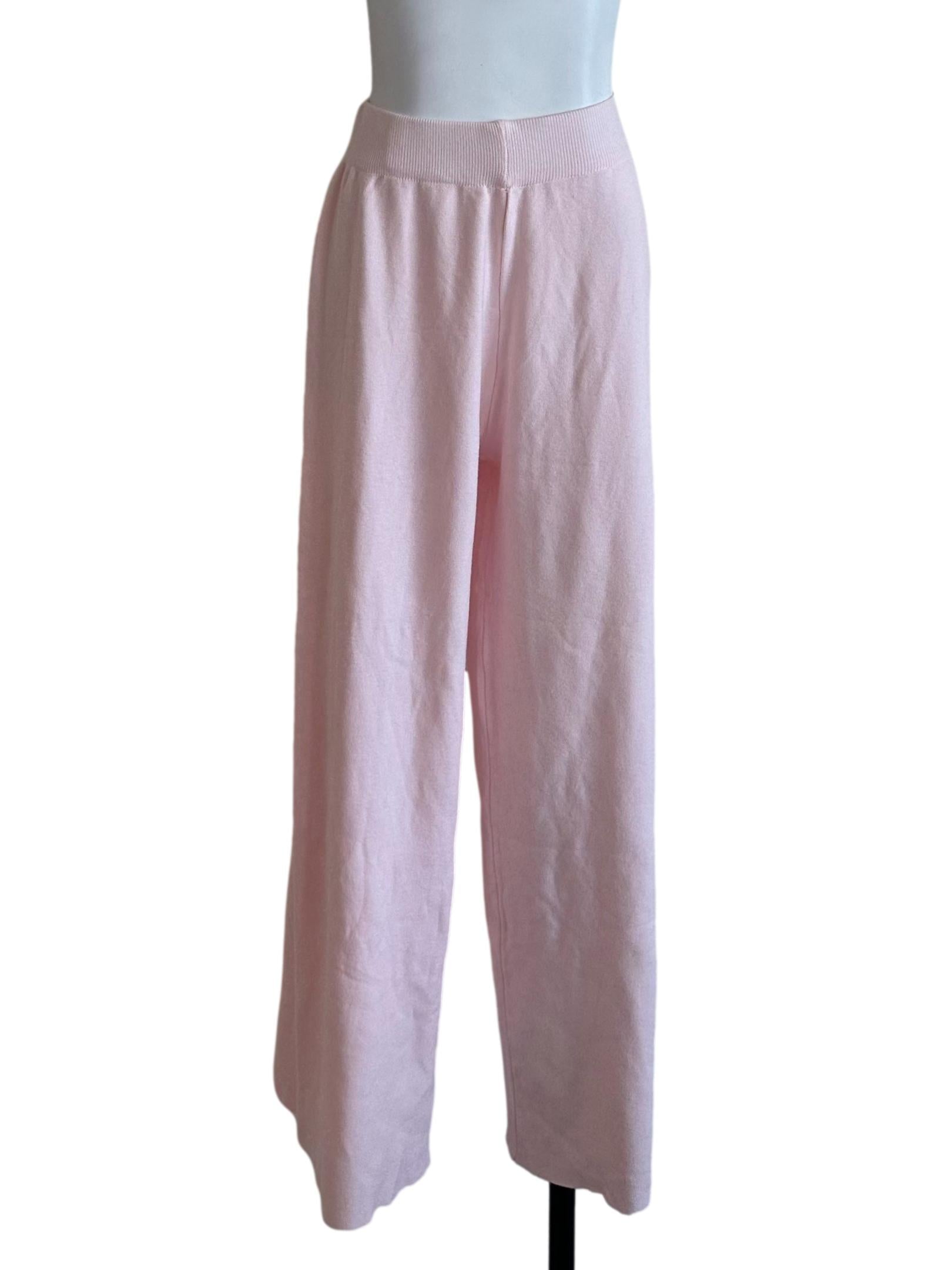 Light Pink Knit Elastic Waist Pants
