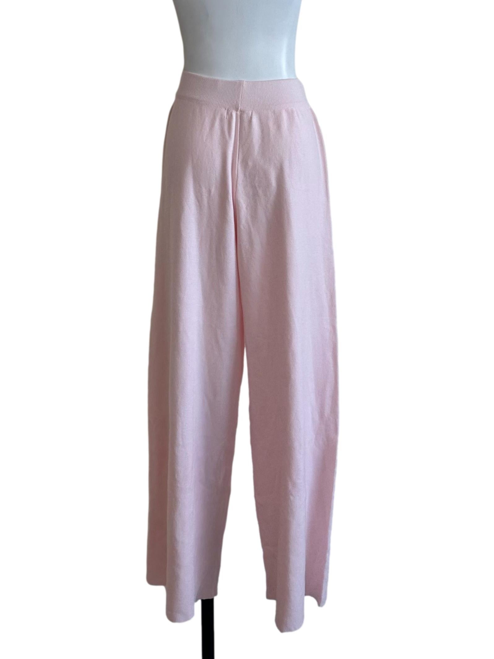 Light Pink Knit Elastic Waist Pants