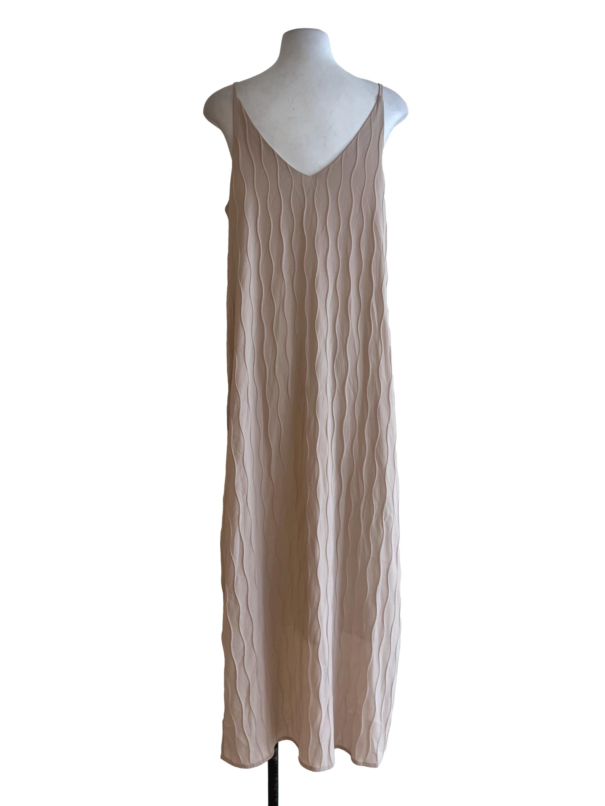 Beige V-Neckline Shift Dress