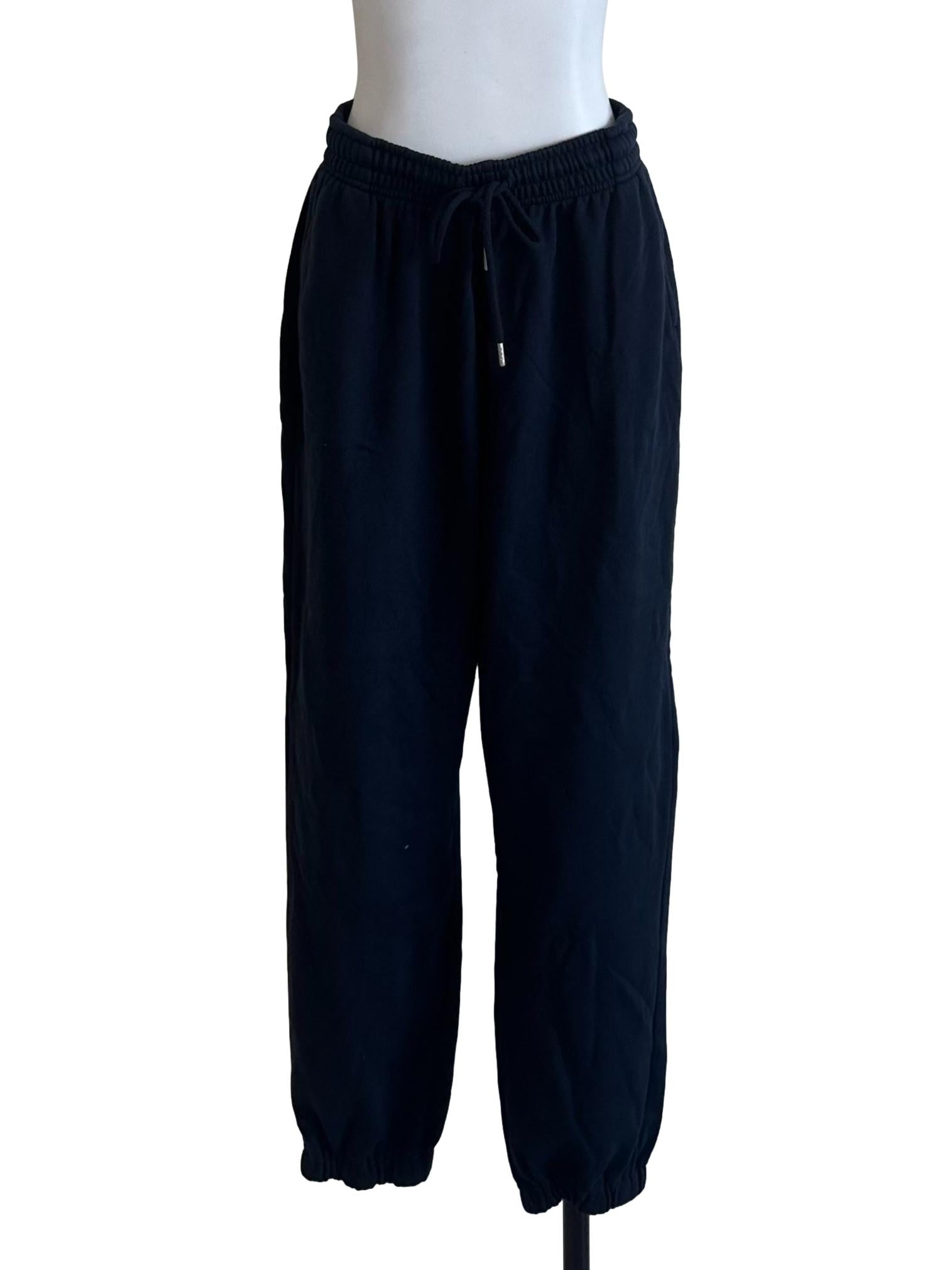 Dark Blue Elastic Waist Cuffed Pants