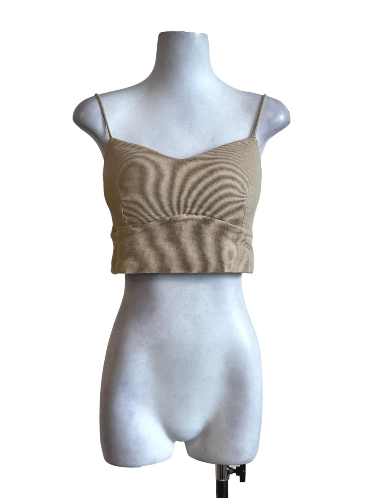 Macaroon Beige Stripes Crop Top