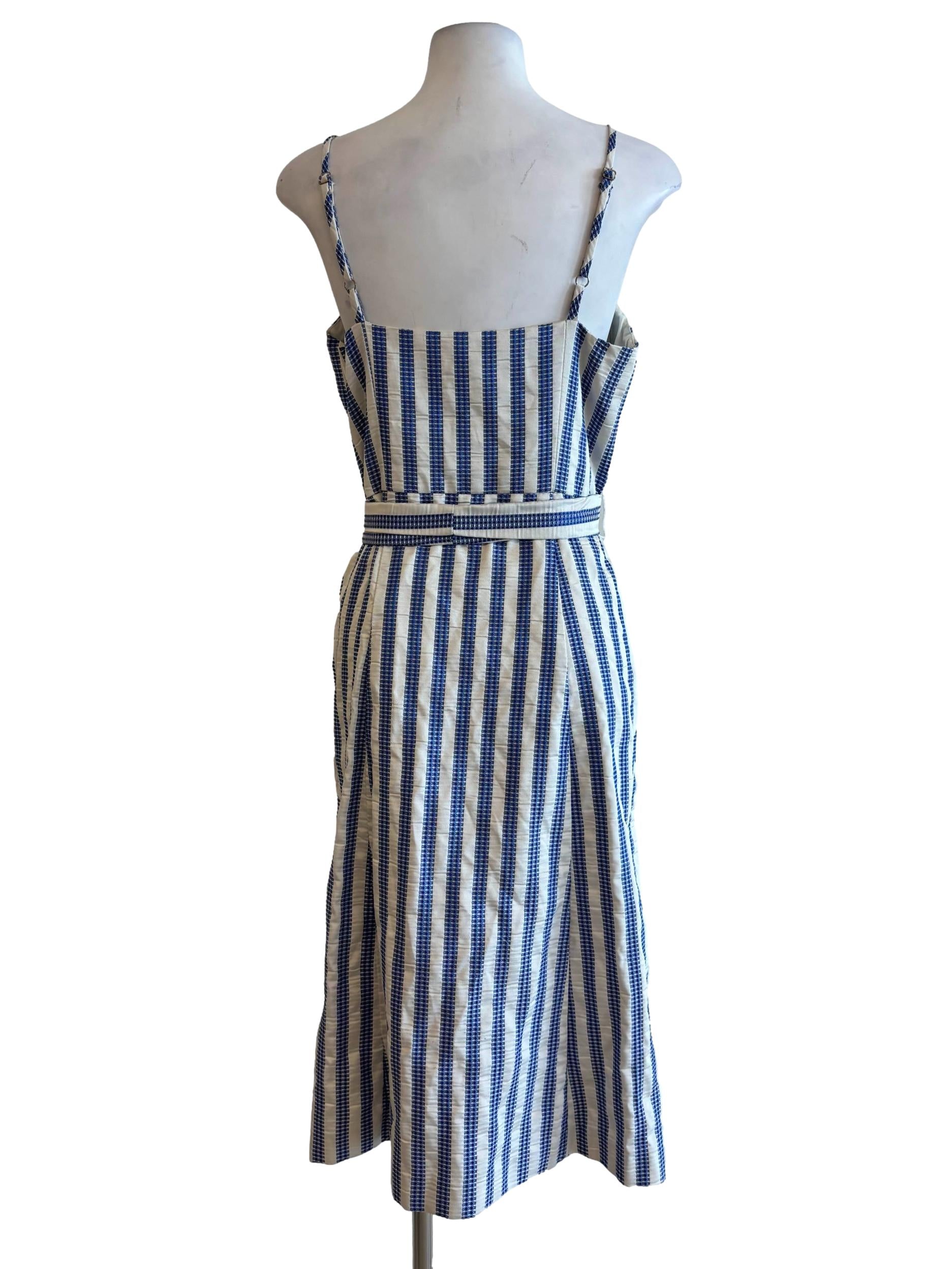 White And Blue Striped Camisole Dress