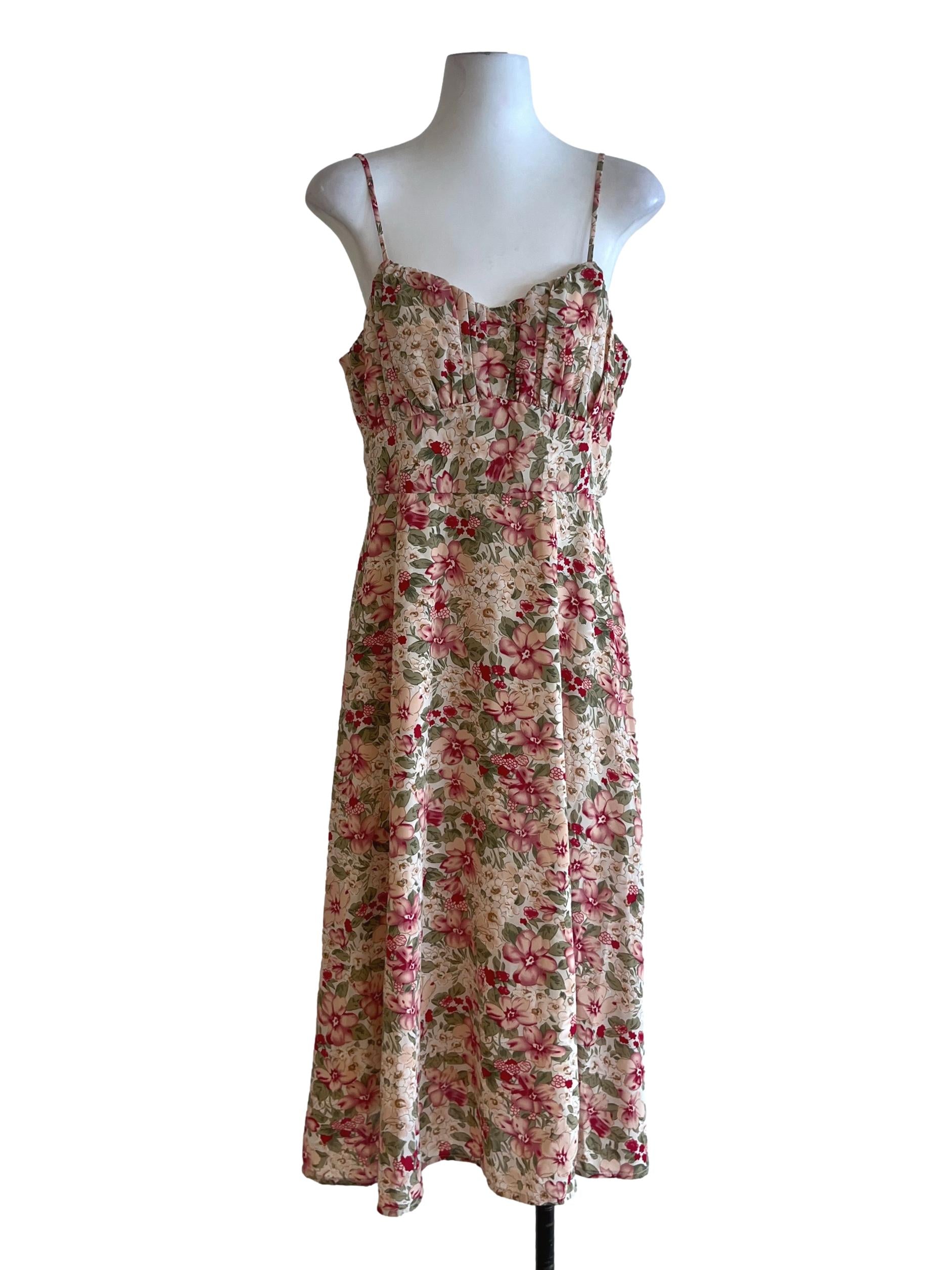 Cream White Floral A-Line Dress